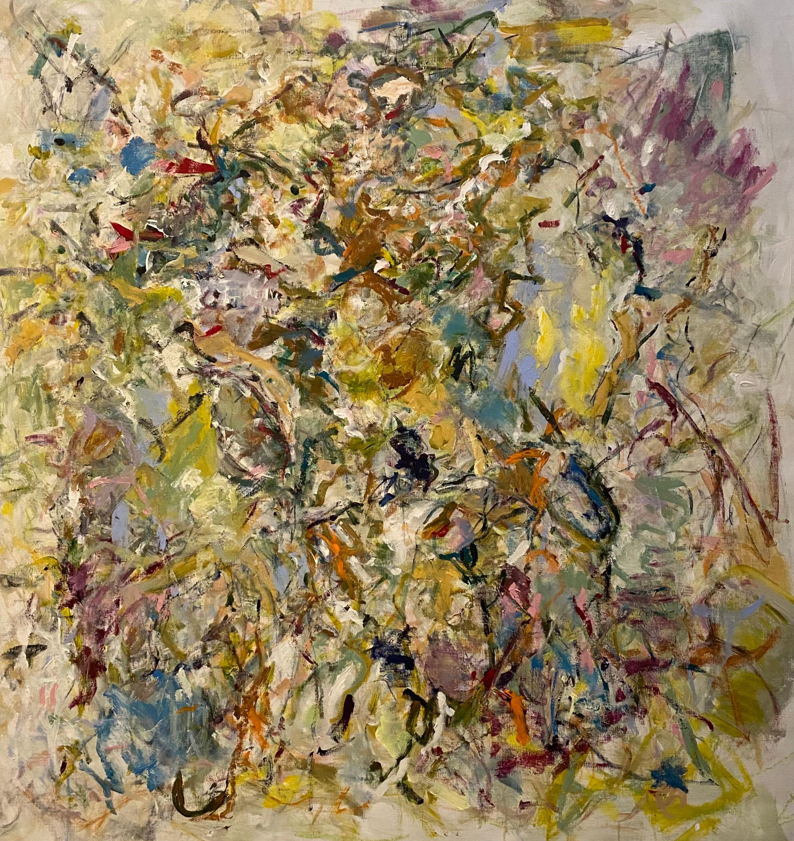 Lloyd Tabing  Landscape Painting - Description Of My Thoughts, expressionism, Koons, Mitchell, flowers, deboning