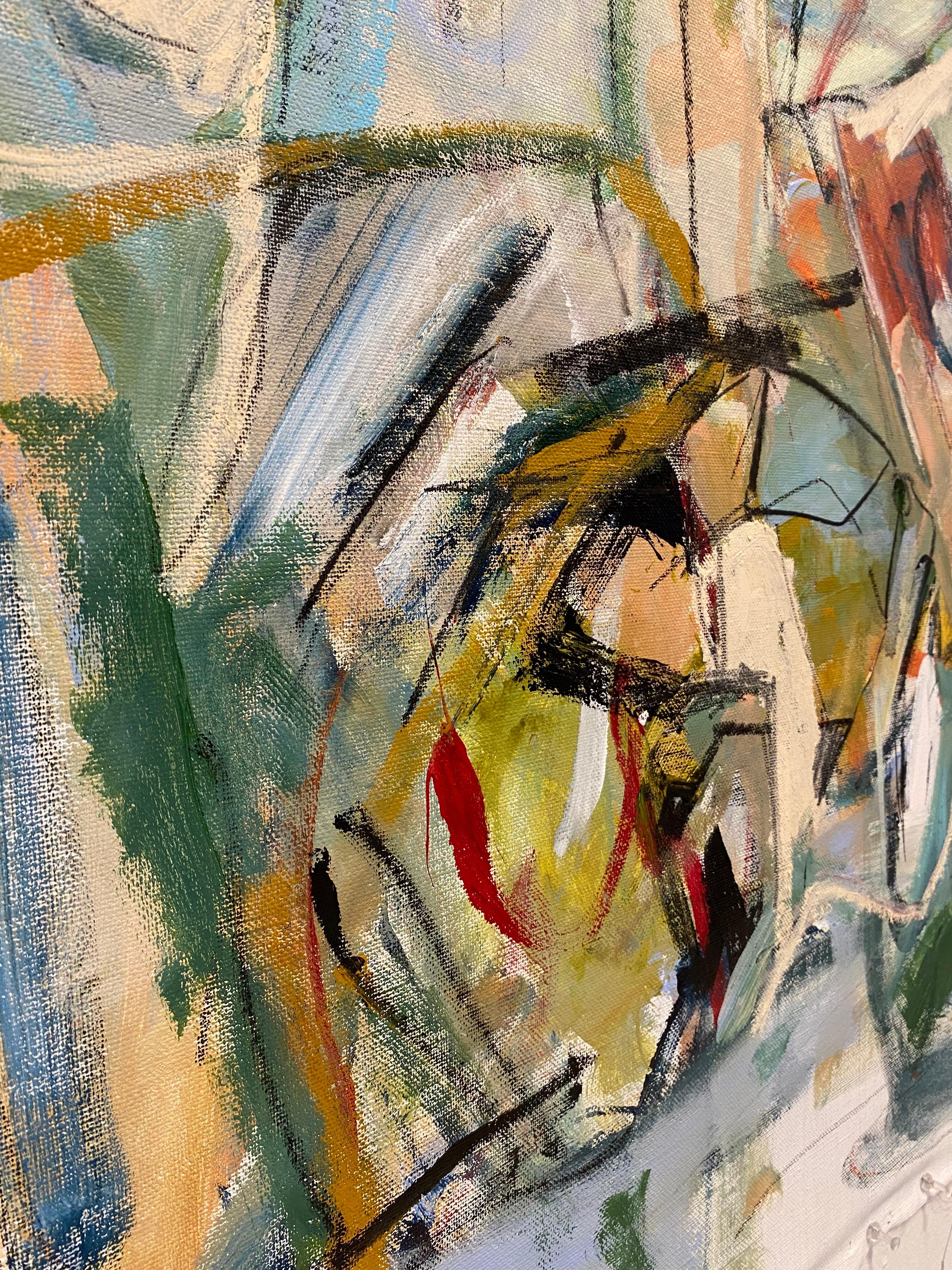 Piatti sporchi, contemporaneo, arancione, blu, verde, de Kooning, cubismo in vendita 2