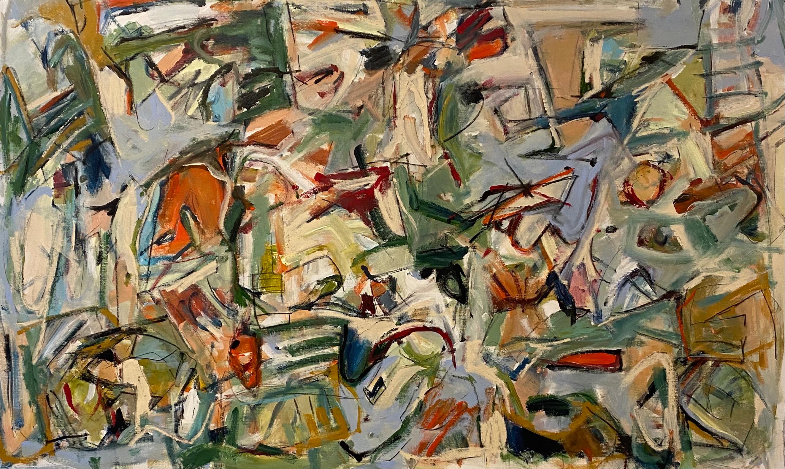 Piatti sporchi, contemporaneo, arancione, blu, verde, de Kooning, cubismo