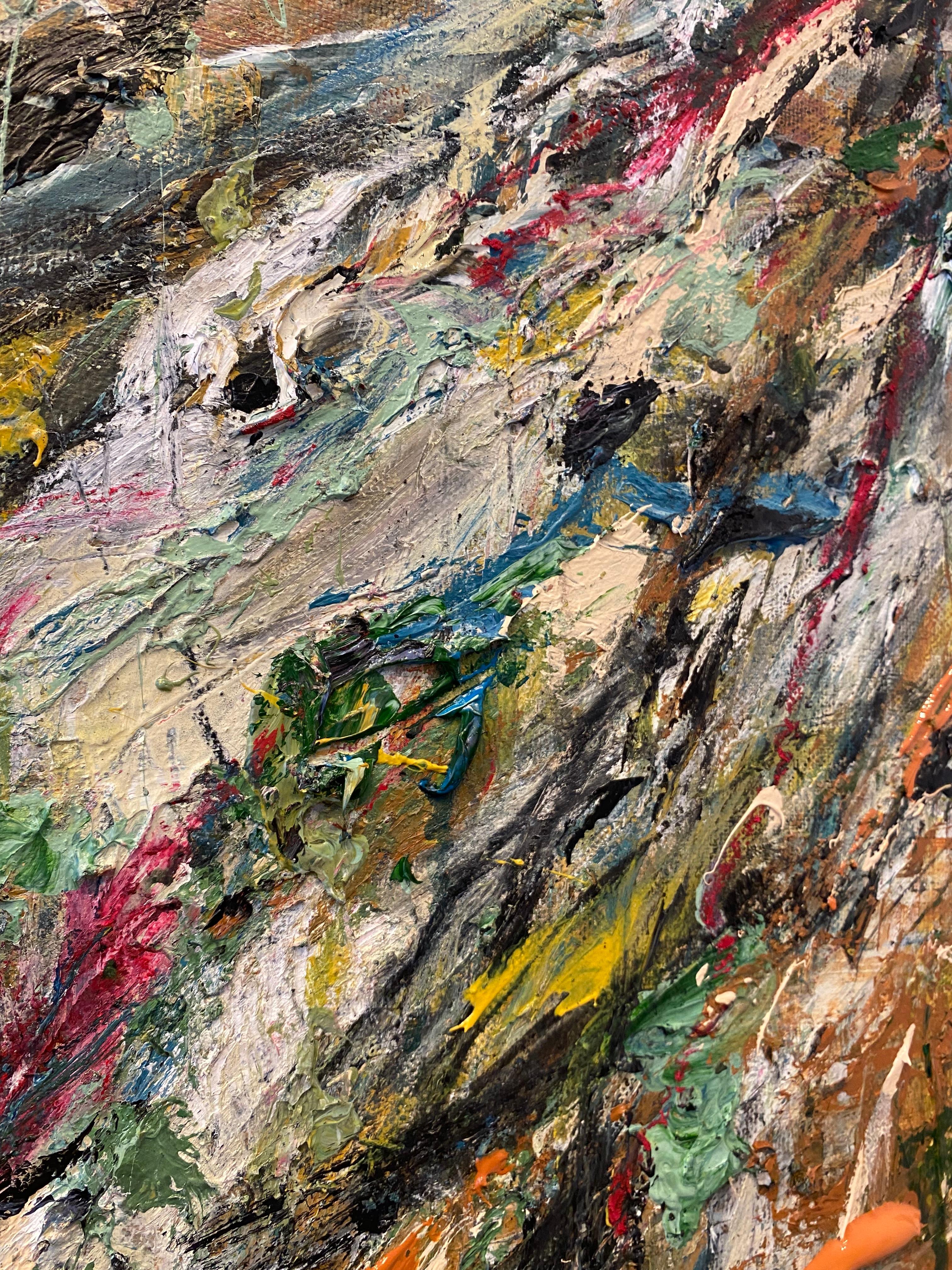 End Of Innocence, landscape, green, Kiefer, large abstract painting, expressive - Brown Abstract Painting by Lloyd Tabing 