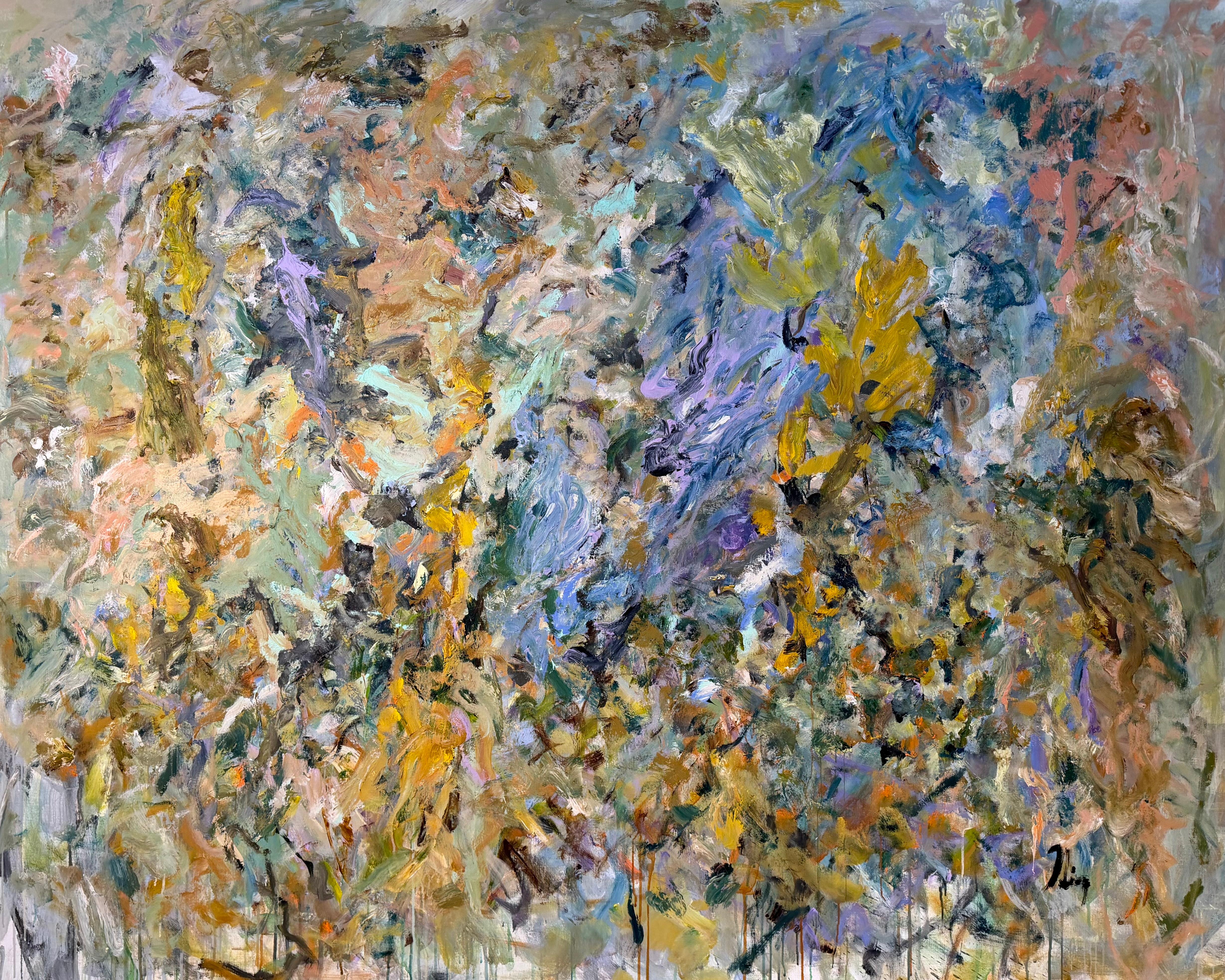 Erase and Rewind, contemporain, Larry Poons, empâtement, gestuel, violet, nature
