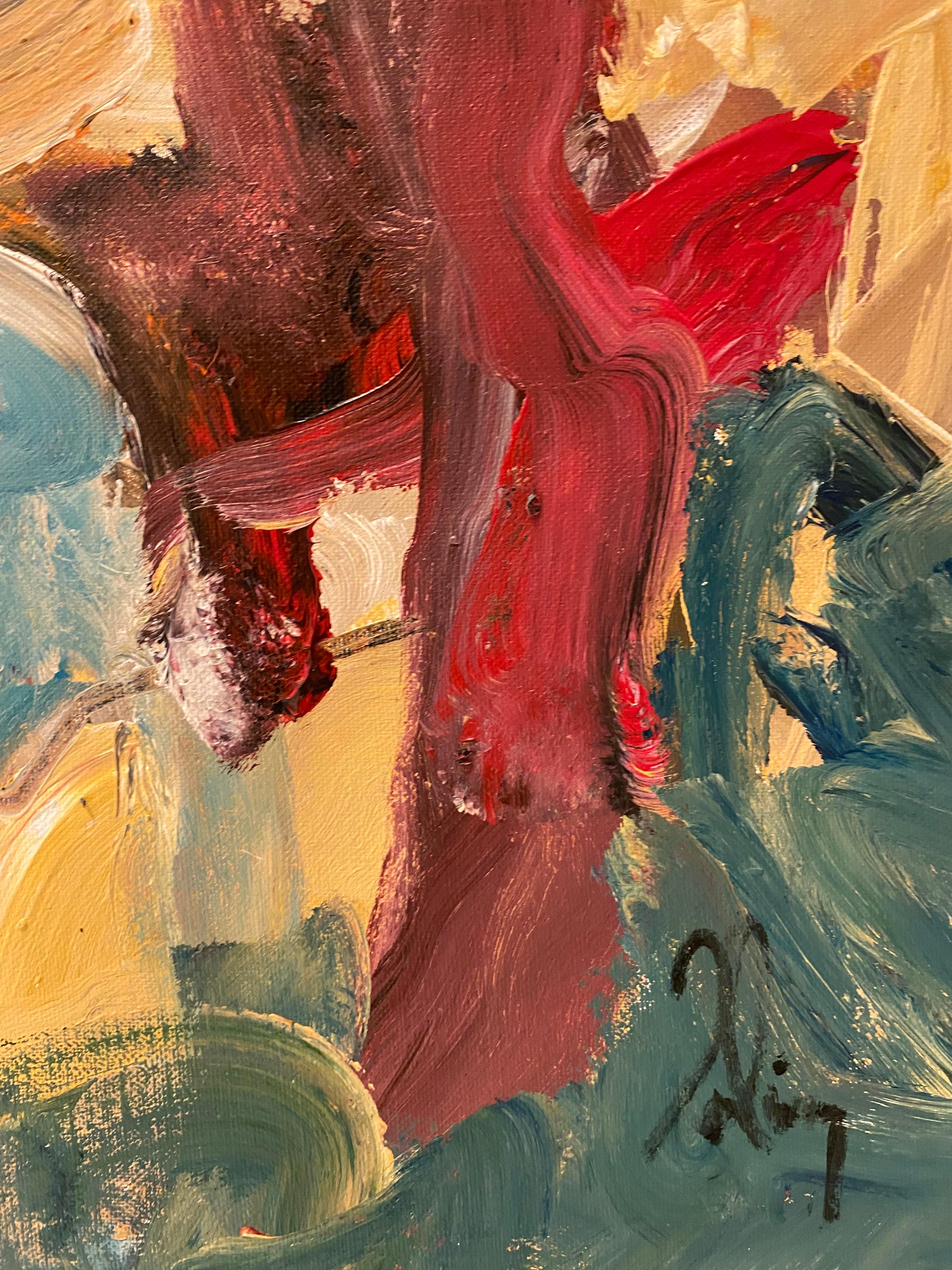 Greene & Greene, arancione, blu, verde, rosso, DeKooning, natura, contemporaneo - Painting Espressionismo astratto di Lloyd Tabing 