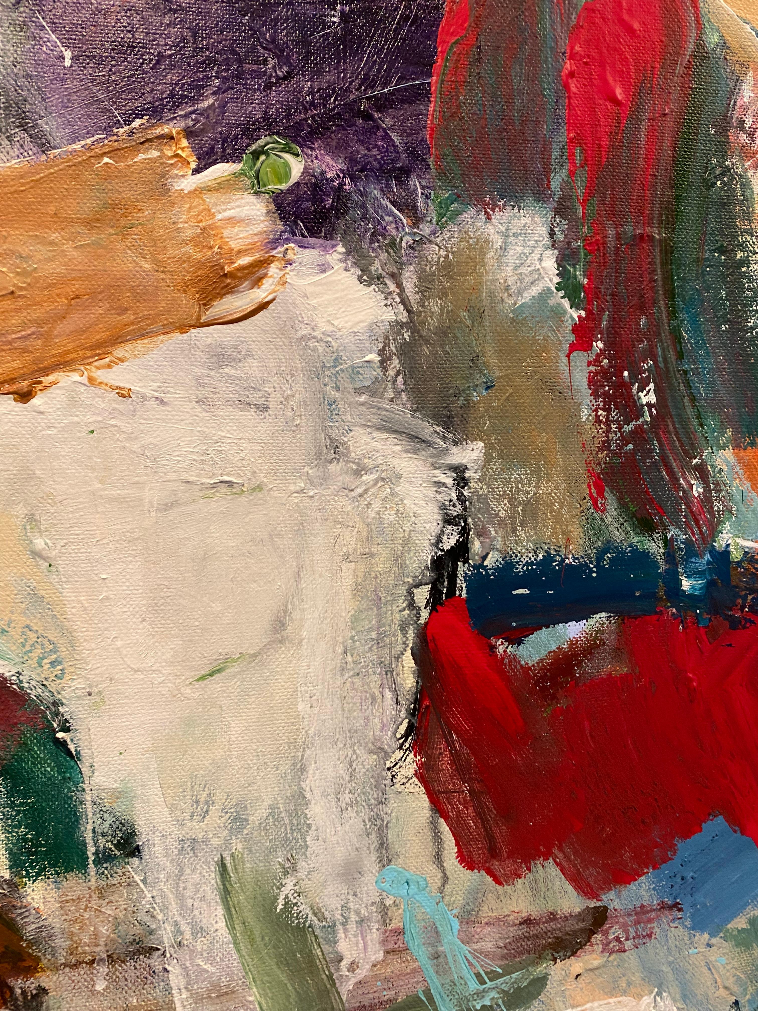 Omaggio a Joan, Joan Mitchell, incartato in galleria, contemporaneo, nature - Landscape Painting Nero di Lloyd Tabing 