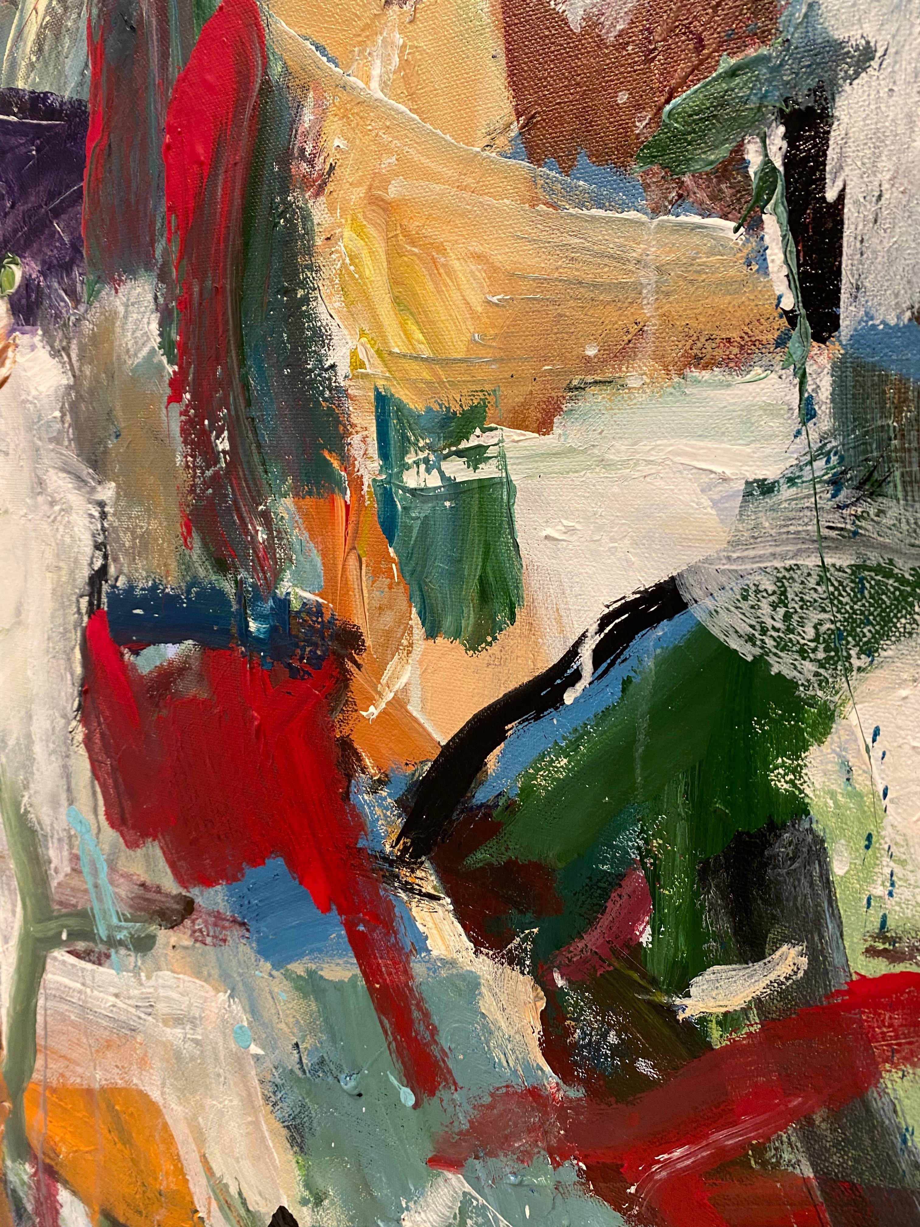 Questo quadro è il risultato del mio apprezzamento per Joan Mitchell e i suoi straordinari dipinti.  Ho sempre ammirato i suoi dipinti. I suoi dipinti e il suo impegno per la pittura mi hanno ispirato. Ho sempre pensato che uno dei modi migliori per