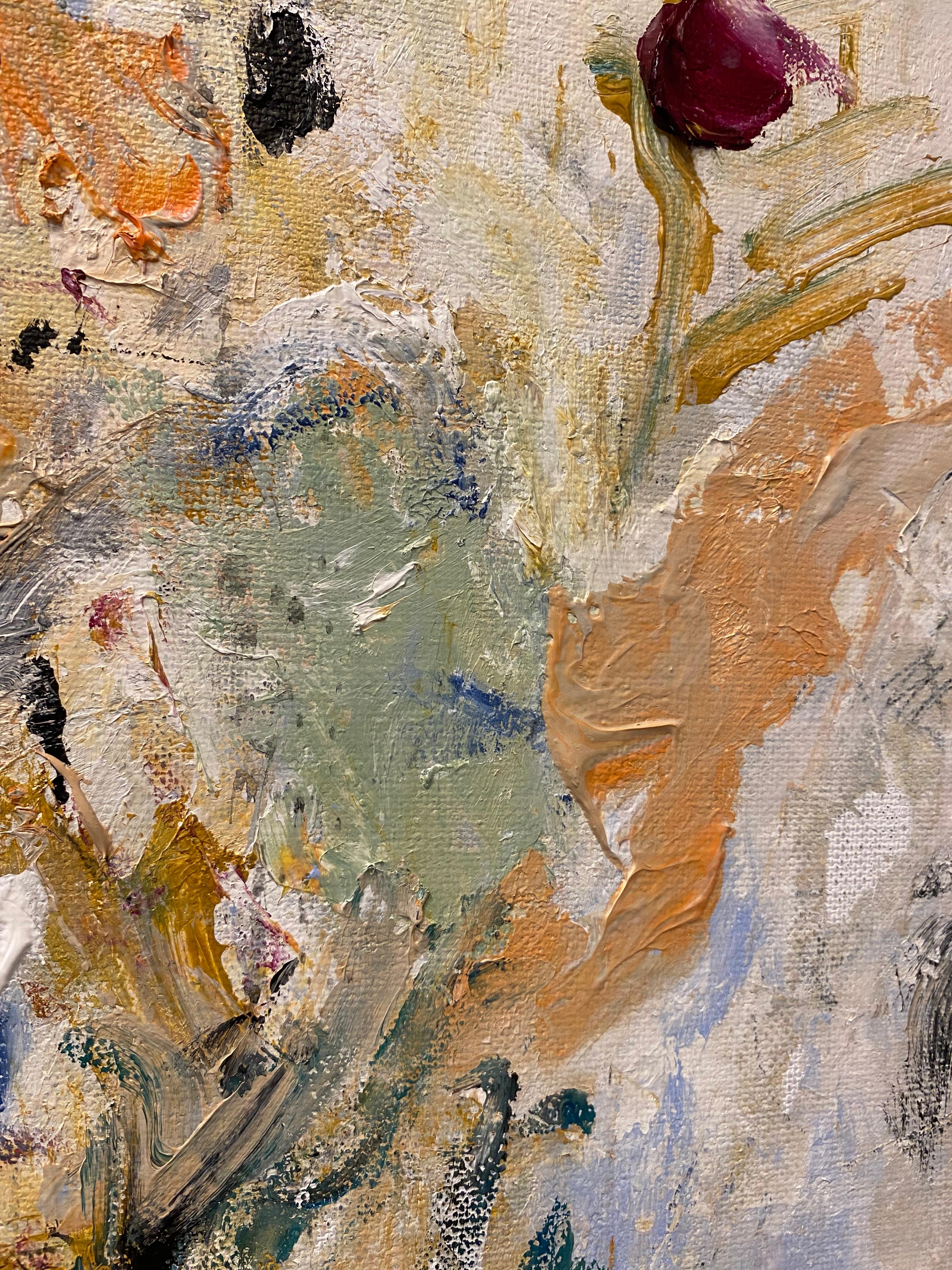 Illuminazione, verde, beige, rosa, Cy Twombley, fiori, paesaggio - Painting Espressionismo astratto di Lloyd Tabing 