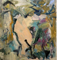 Love By The Sea, contemporary, light pink, gestural, de Kooning, expressive, art
