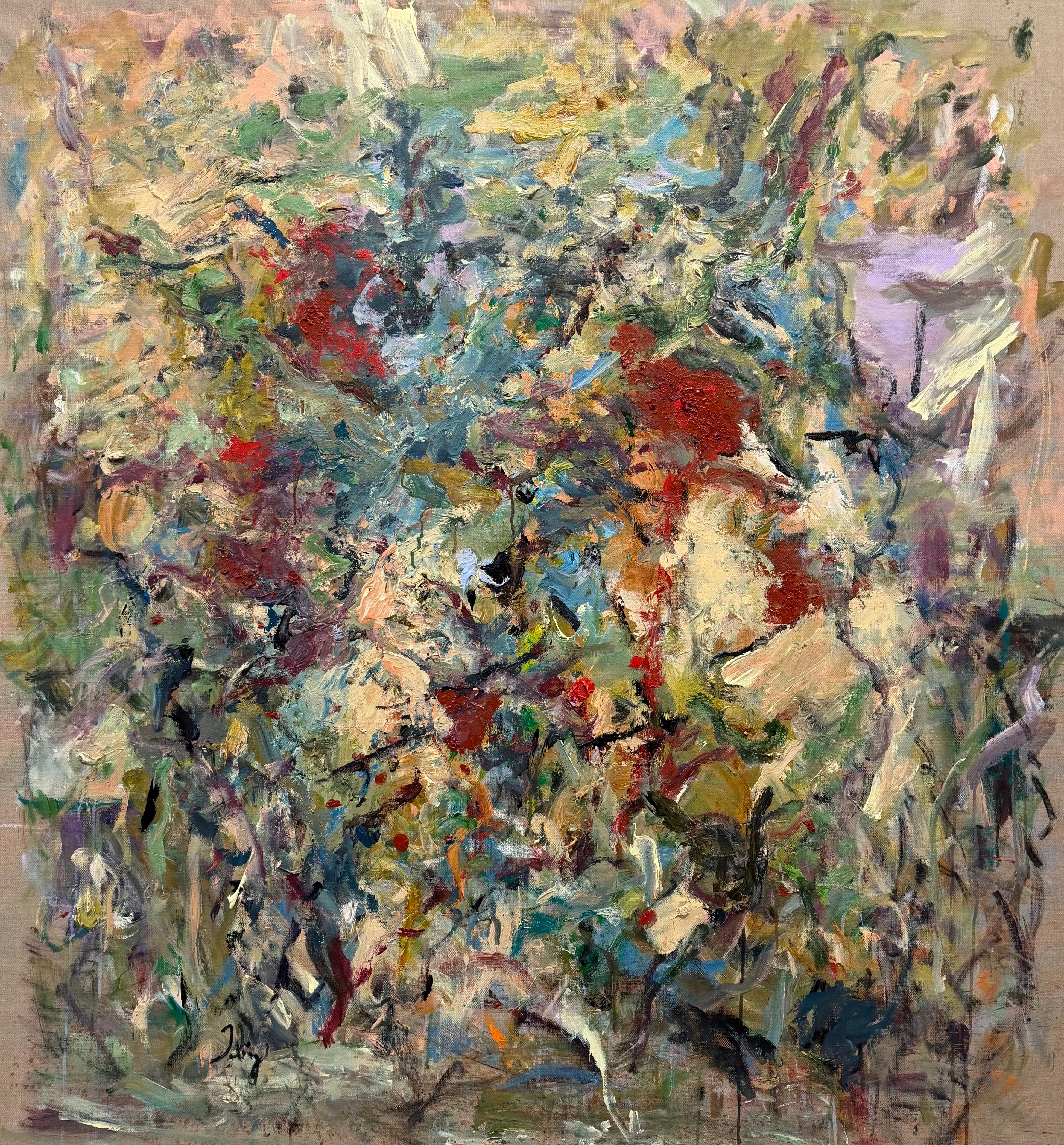 Lloyd Tabing  Abstract Painting - Pain Free Melody, contemporary, nature, Larry Poons, Joan Mitchell, lavender
