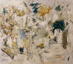 Reading Between the Lines, minimalist, mixed media, soft colors, flowers