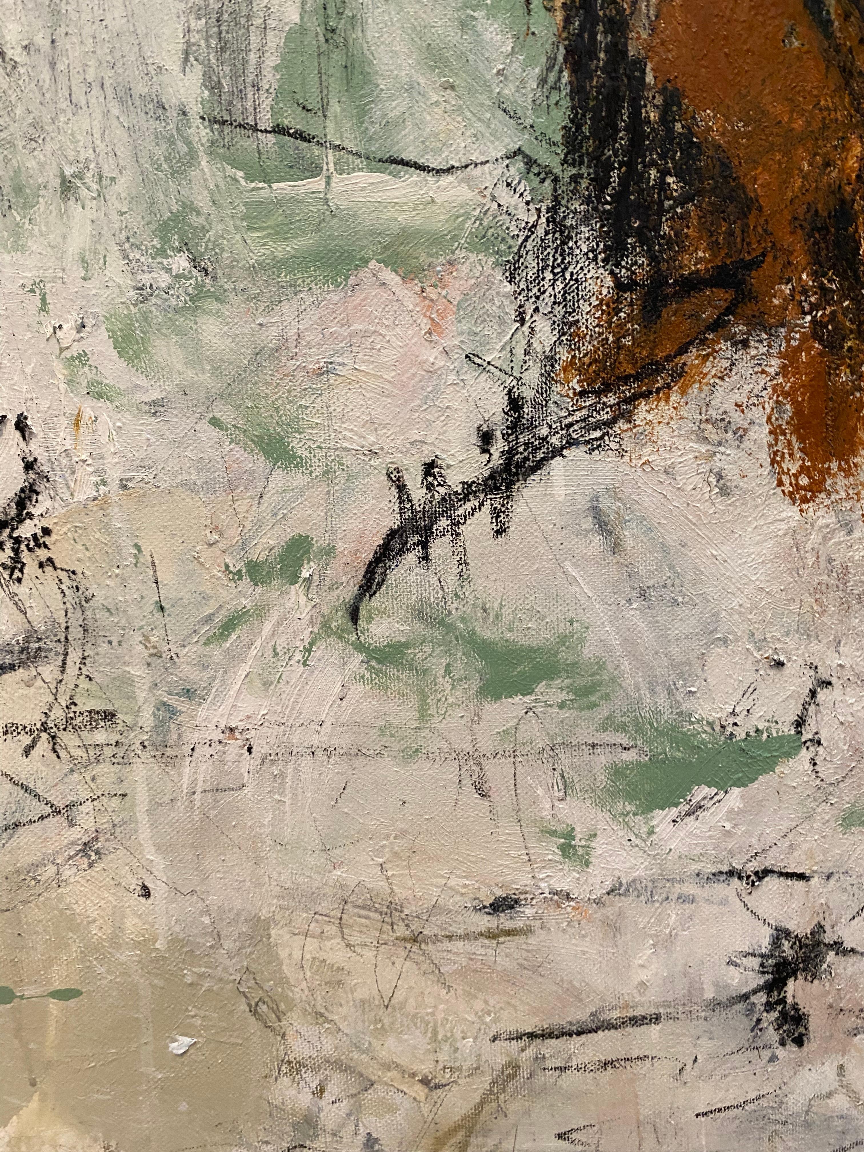 Serenity In Quiet Moments, minimalist, Cy Twombley, expressionism, large - Brown Abstract Painting by Lloyd Tabing 