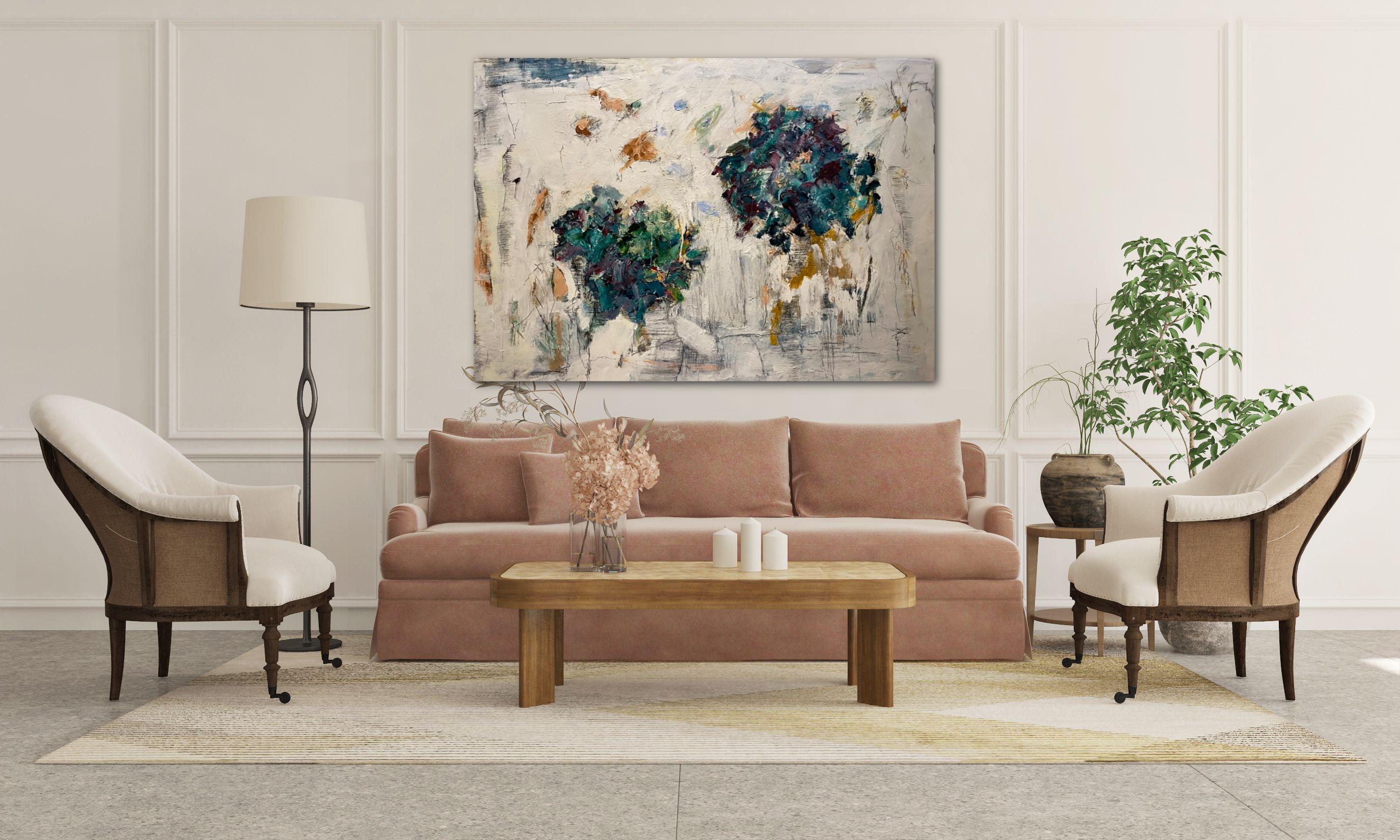 Softness Of Days End, minimalists, cy twombly, contemporary, modern, flower - Painting by Lloyd Tabing 