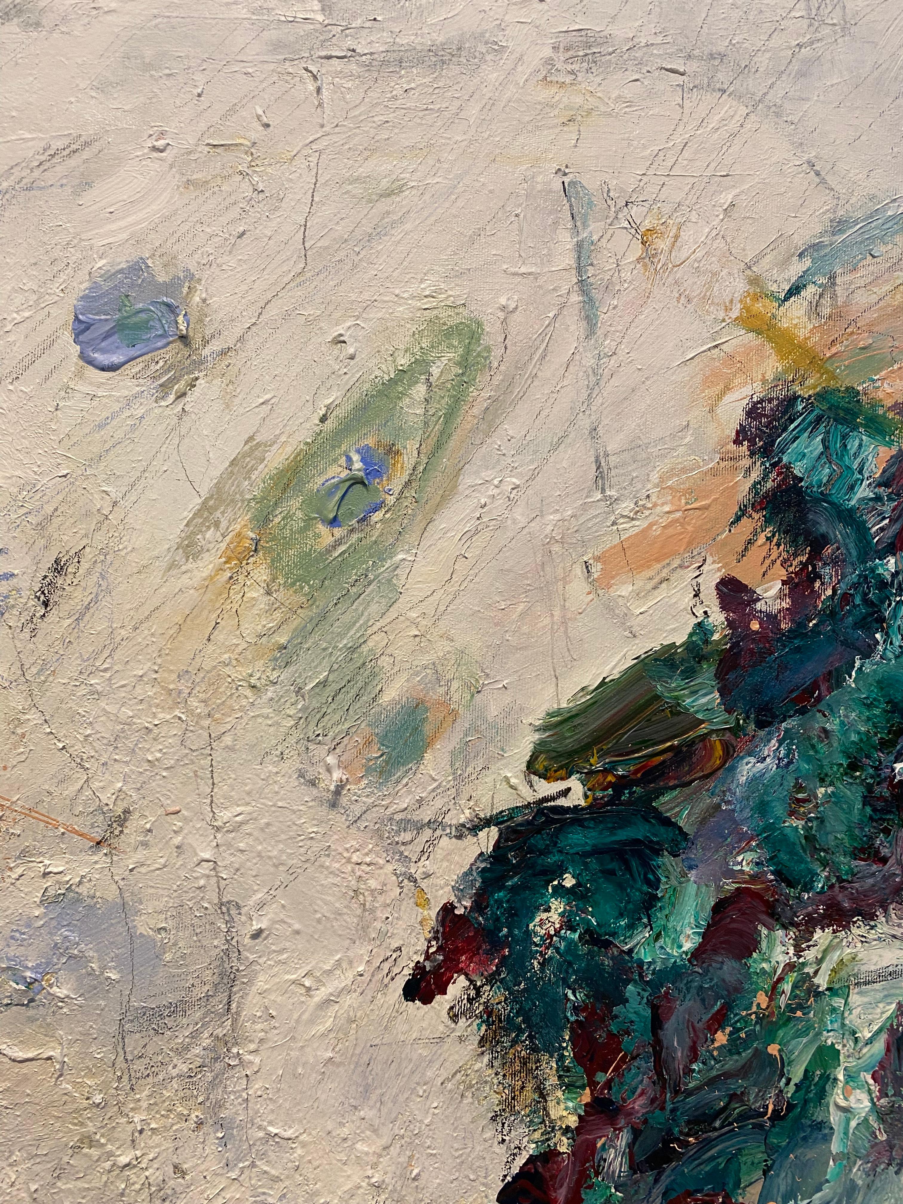 This painting is part of a series that is influenced by trying to find simplicity and beauty in todays chaotic world. I start each painting with a feeling; be it hope, despair, happiness, pleasure, or an observation. As the painting develops and the