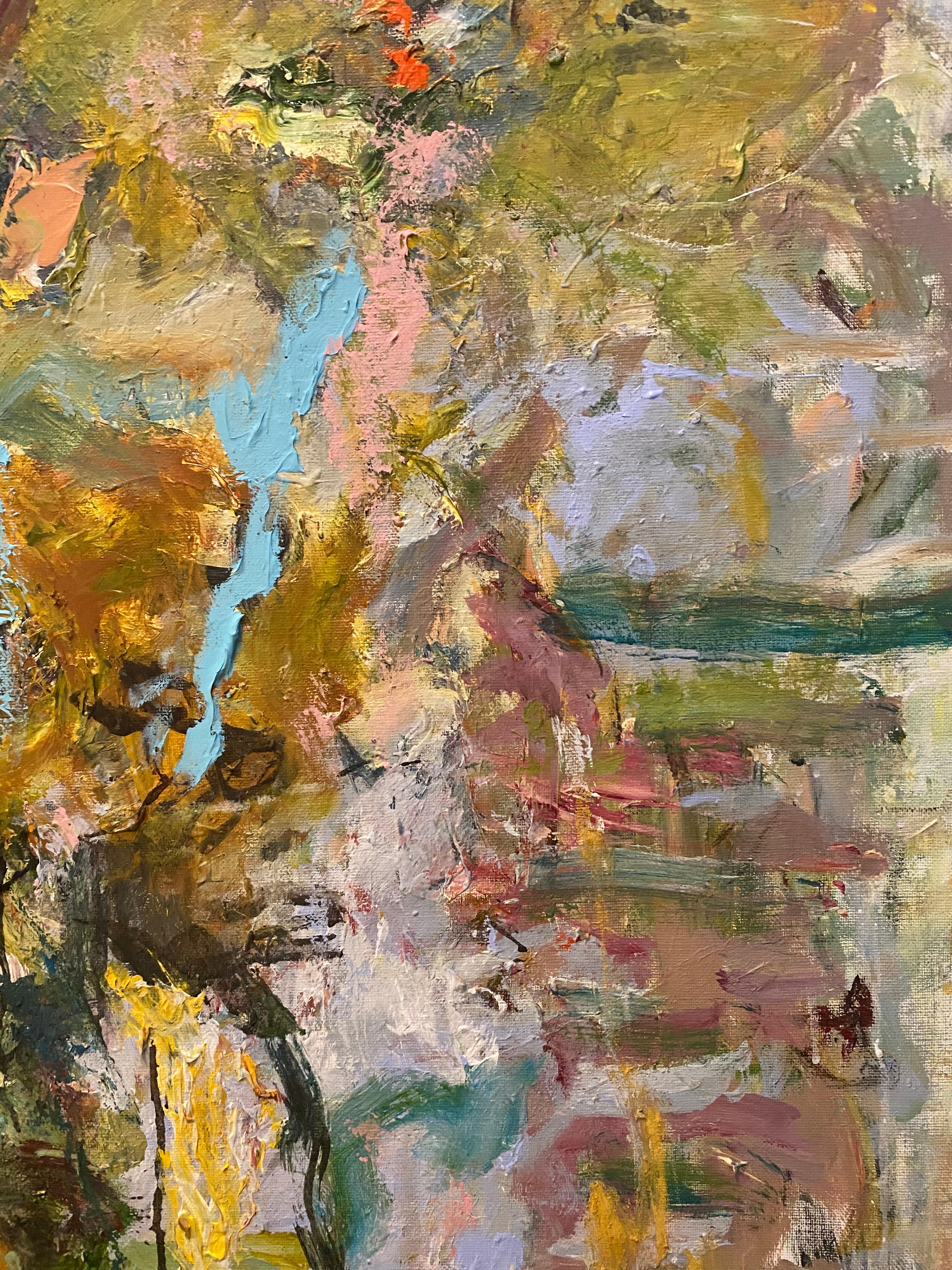 Soul Searching, Orange, turquoise, Joan Mitchell, bleu clair, grand, paysage en vente 6