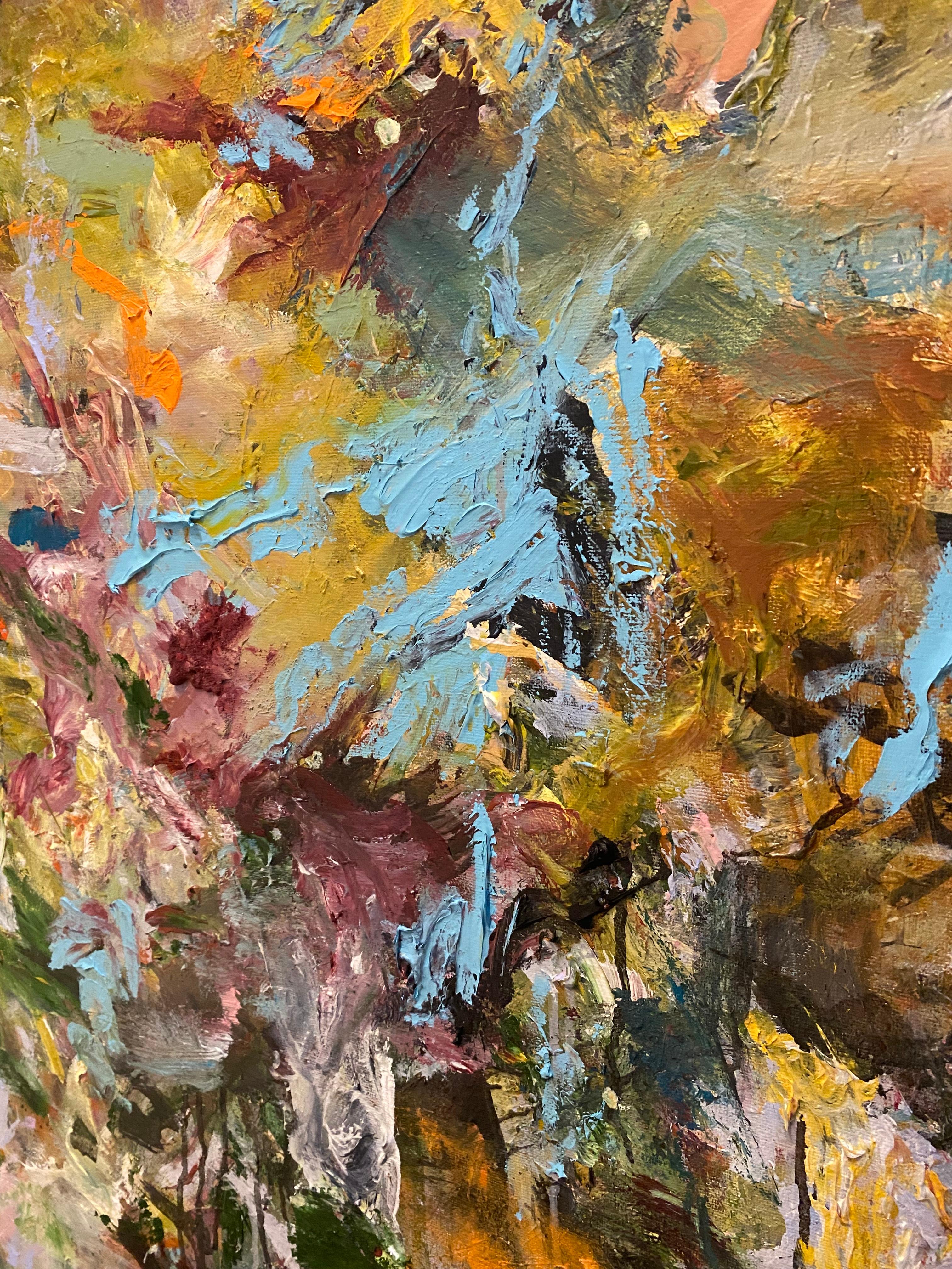 Soul Searching, Orange, turquoise, Joan Mitchell, bleu clair, grand, paysage en vente 7