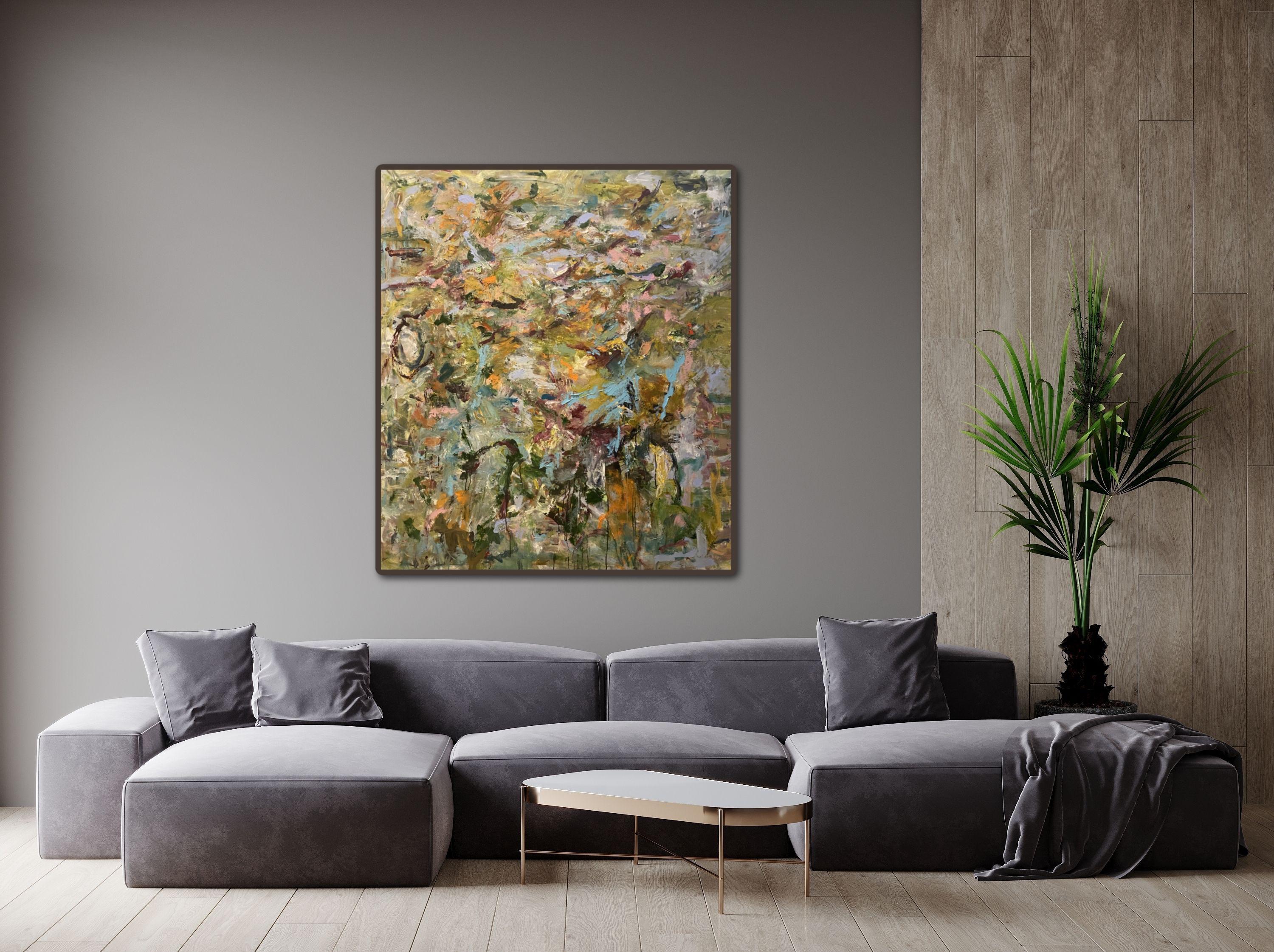 Soul Searching, Orange, turquoise, Joan Mitchell, bleu clair, grand, paysage - Painting de Lloyd Tabing 