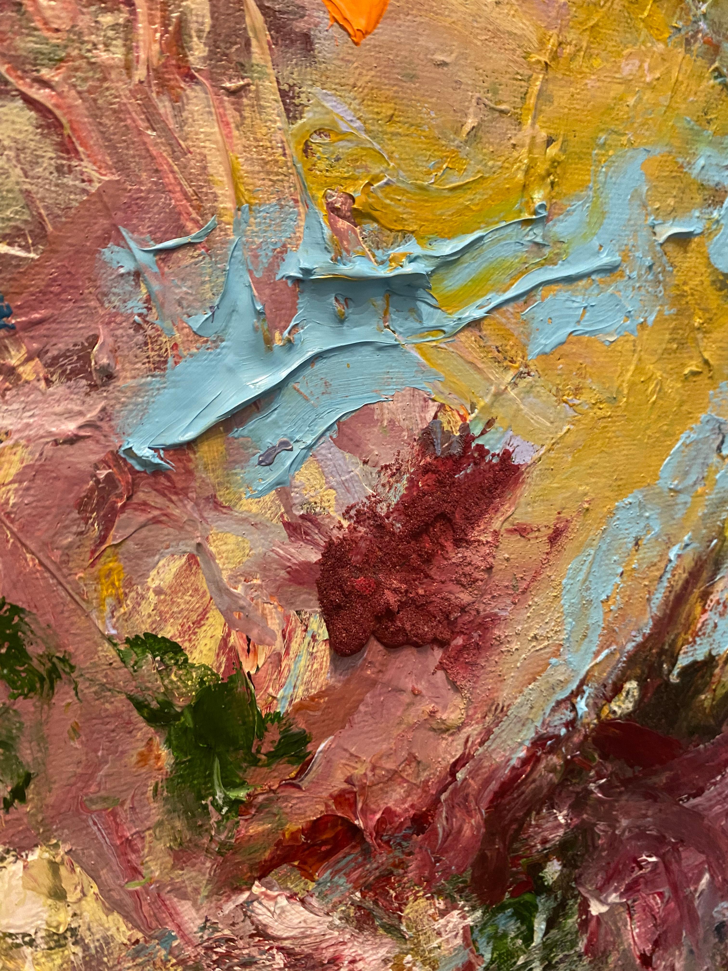 Cette peinture fait partie d'une nouvelle série que j'ai commencée à l'automne 2025 et qui s'intitule Contemplation et Introspection. Dans cette série, j'explore la relation profonde entre la nature et l'expérience humaine. La collection présente