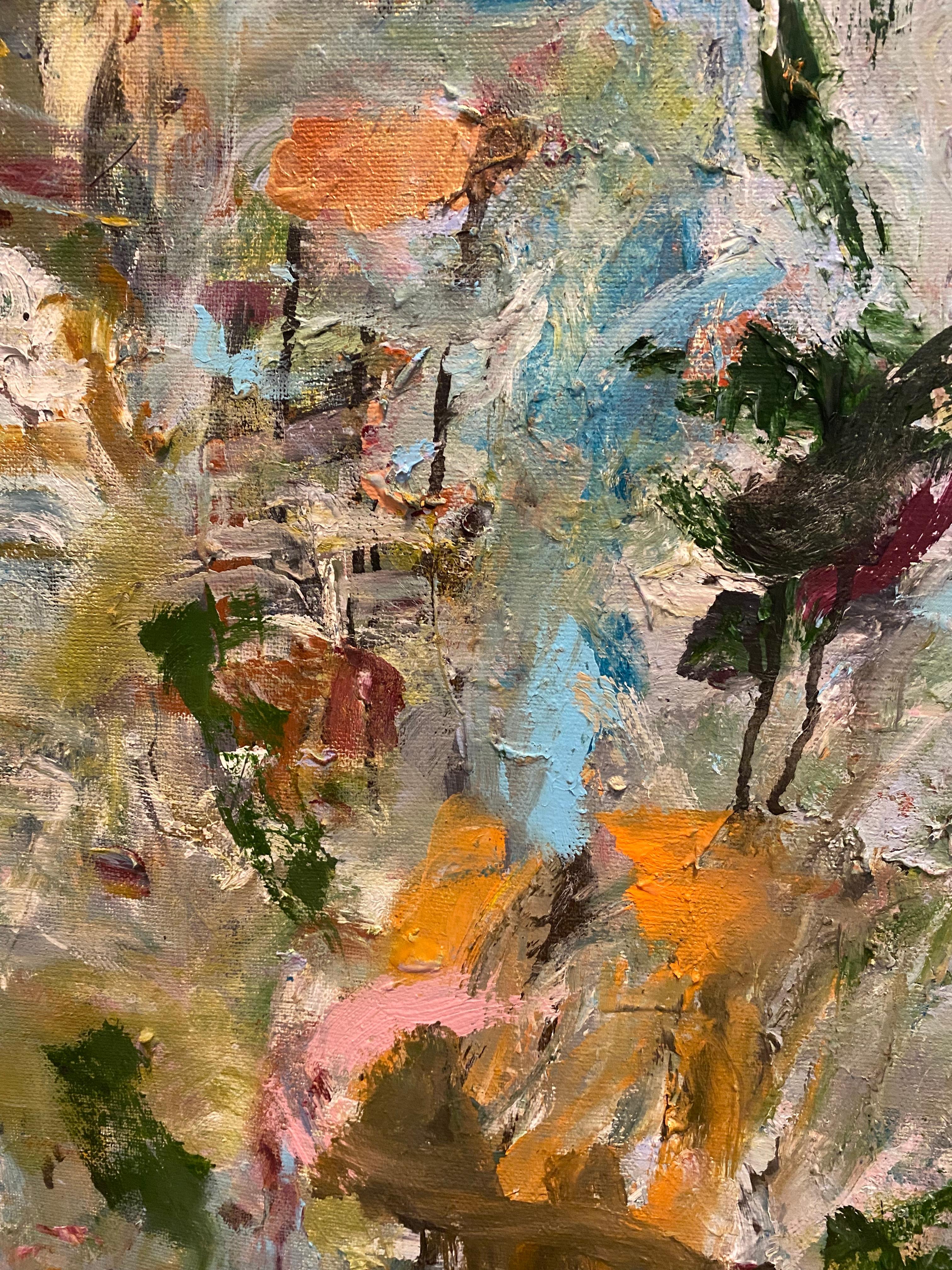 Soul Searching, Orange, turquoise, Joan Mitchell, bleu clair, grand, paysage en vente 3