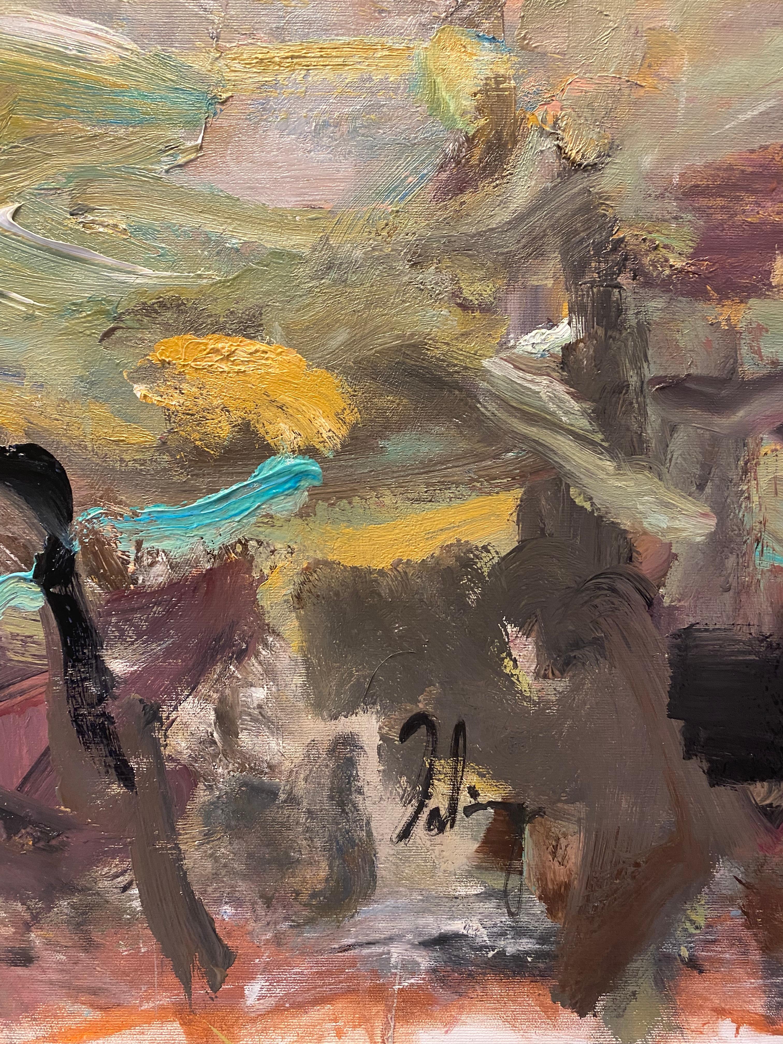 Sounds From The Paper Airplane, red, ochre, water, De Kooning, green, movement For Sale 5