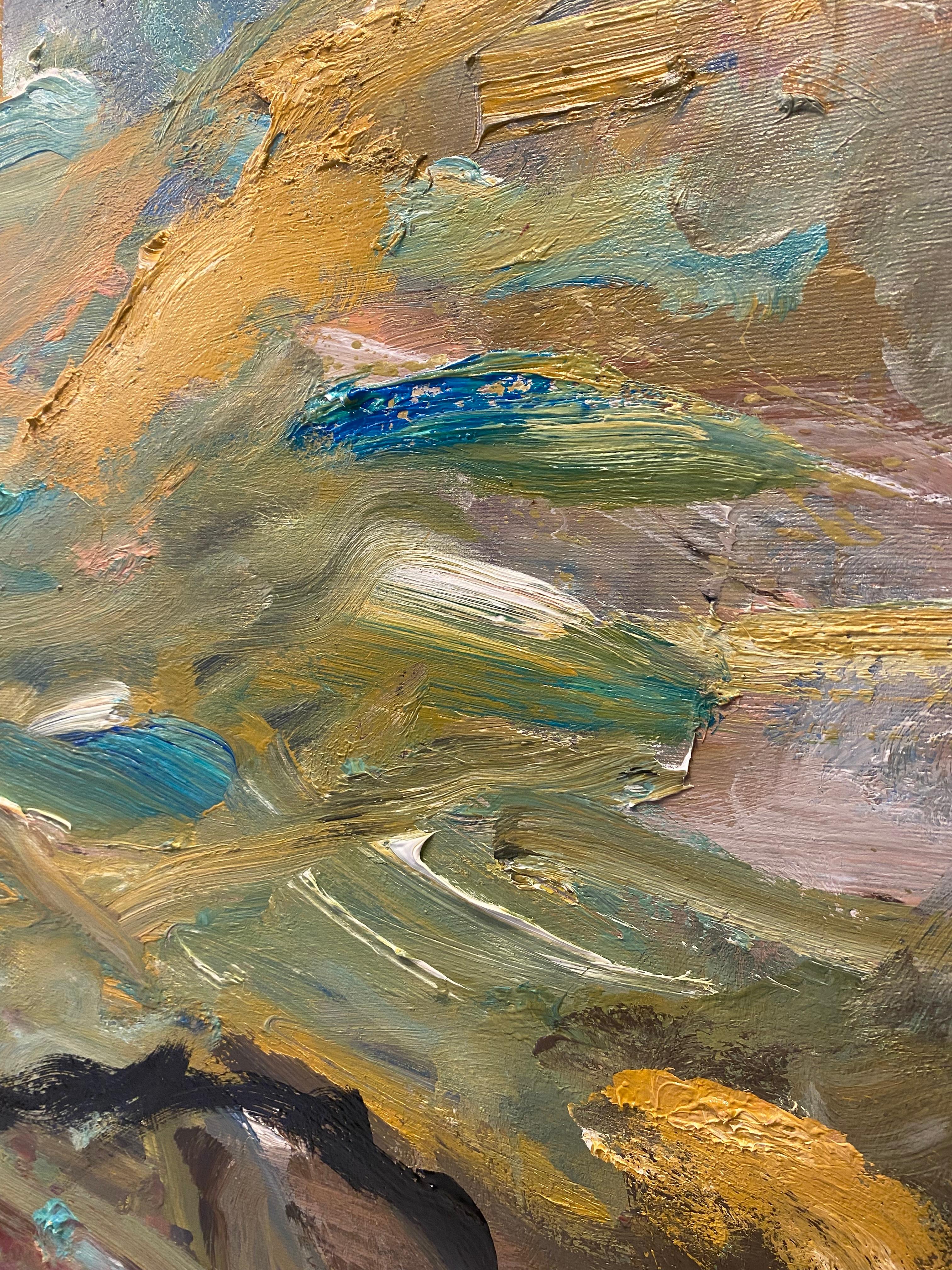 NOTE:  THIS PAINTING CANNOT BE SHIPPED UNTILL MID AUGUST. THIS IS BECAUSE OF THE DRYING TIME.  IT WILL BE SHIPPED IN A CRATE AND READY FOR HANGING. 

This painting is from my series titled 
