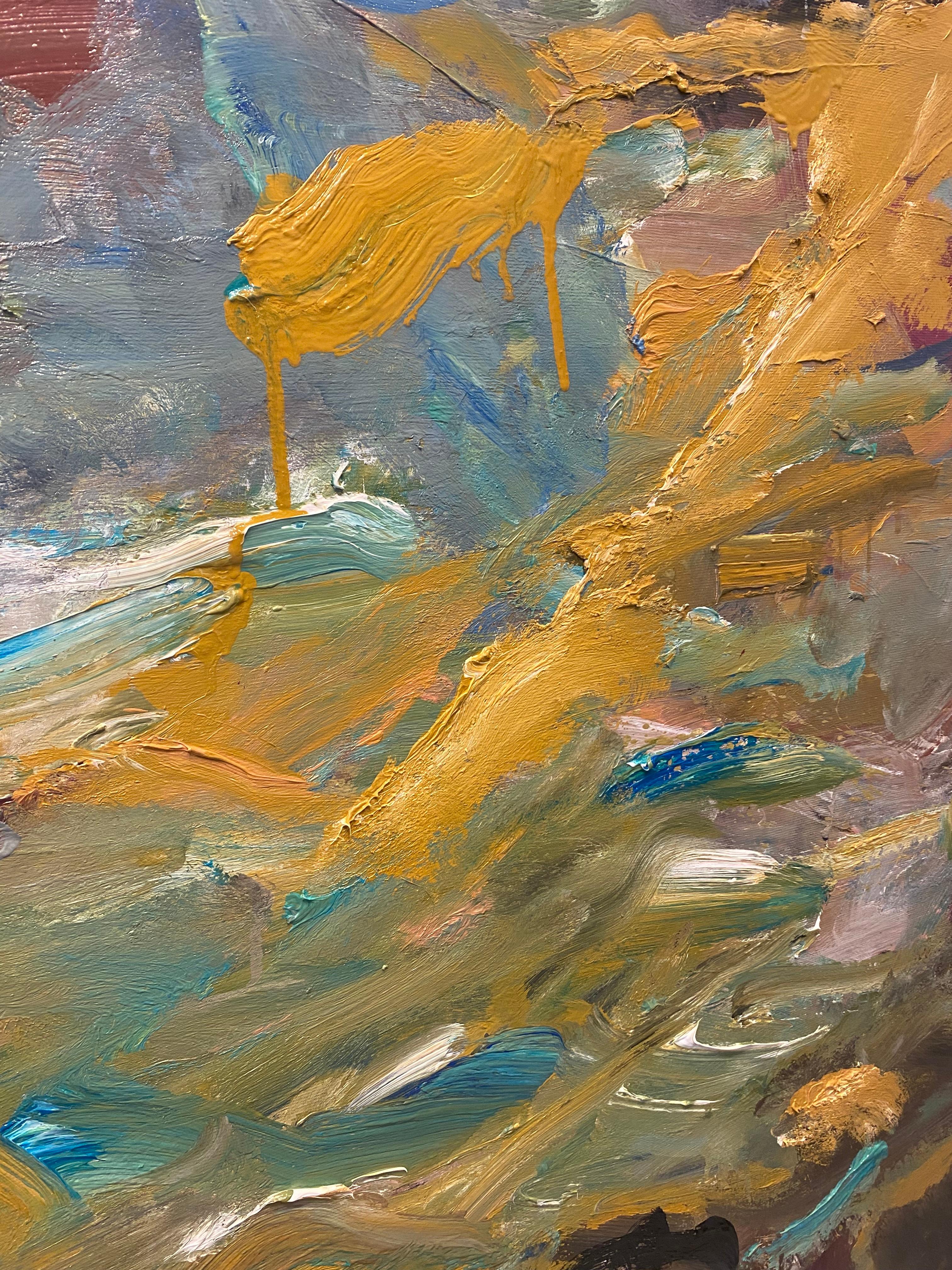 Sounds From The Paper Airplane, red, ochre, water, De Kooning, green, movement For Sale 1