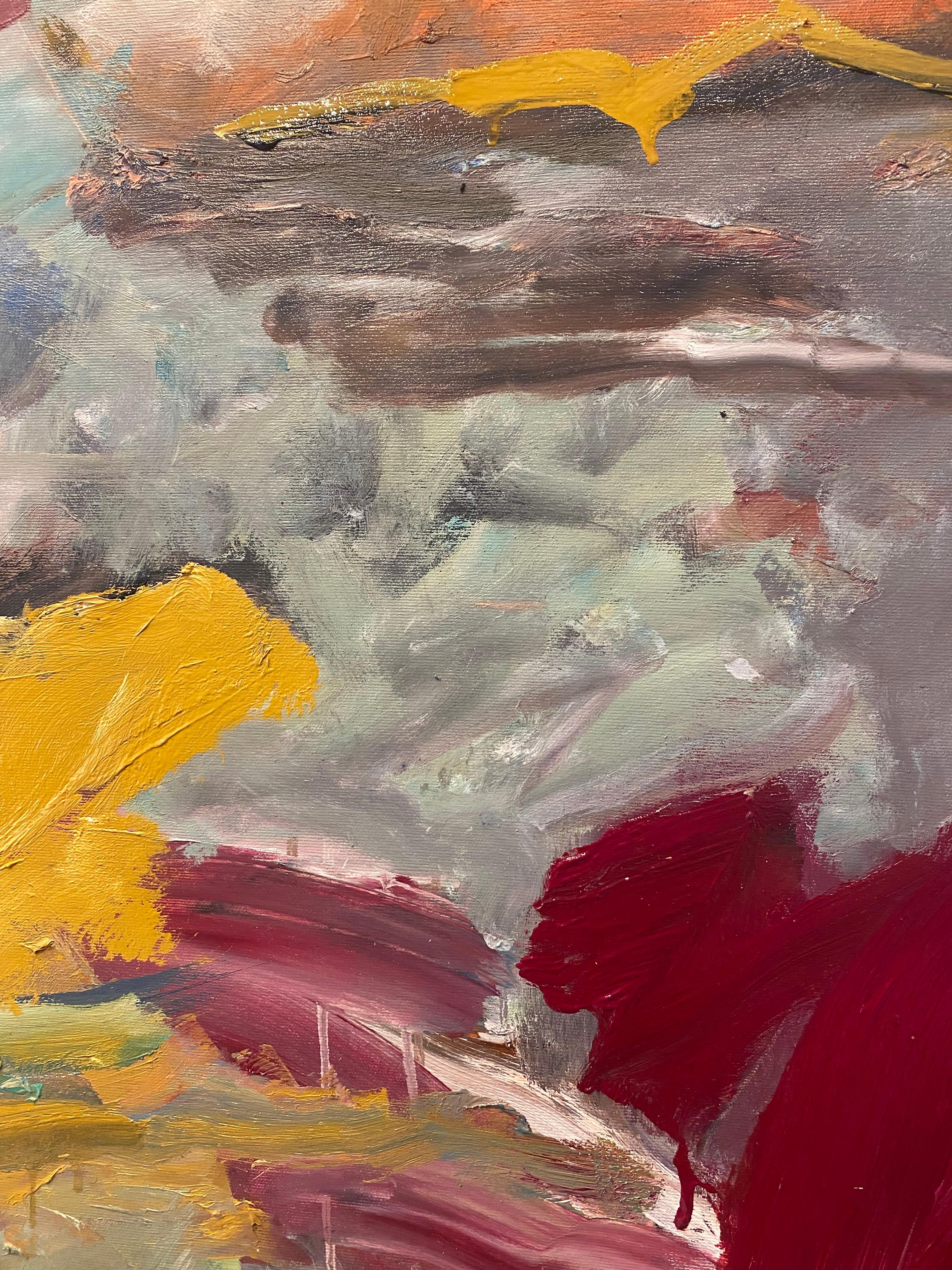 Sounds From The Paper Airplane, red, ochre, water, De Kooning, green, movement For Sale 2