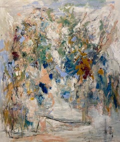 State Of Blue, fiori, paesaggio, Cy Twombley, tecnica mista, rosa, arte d'interni