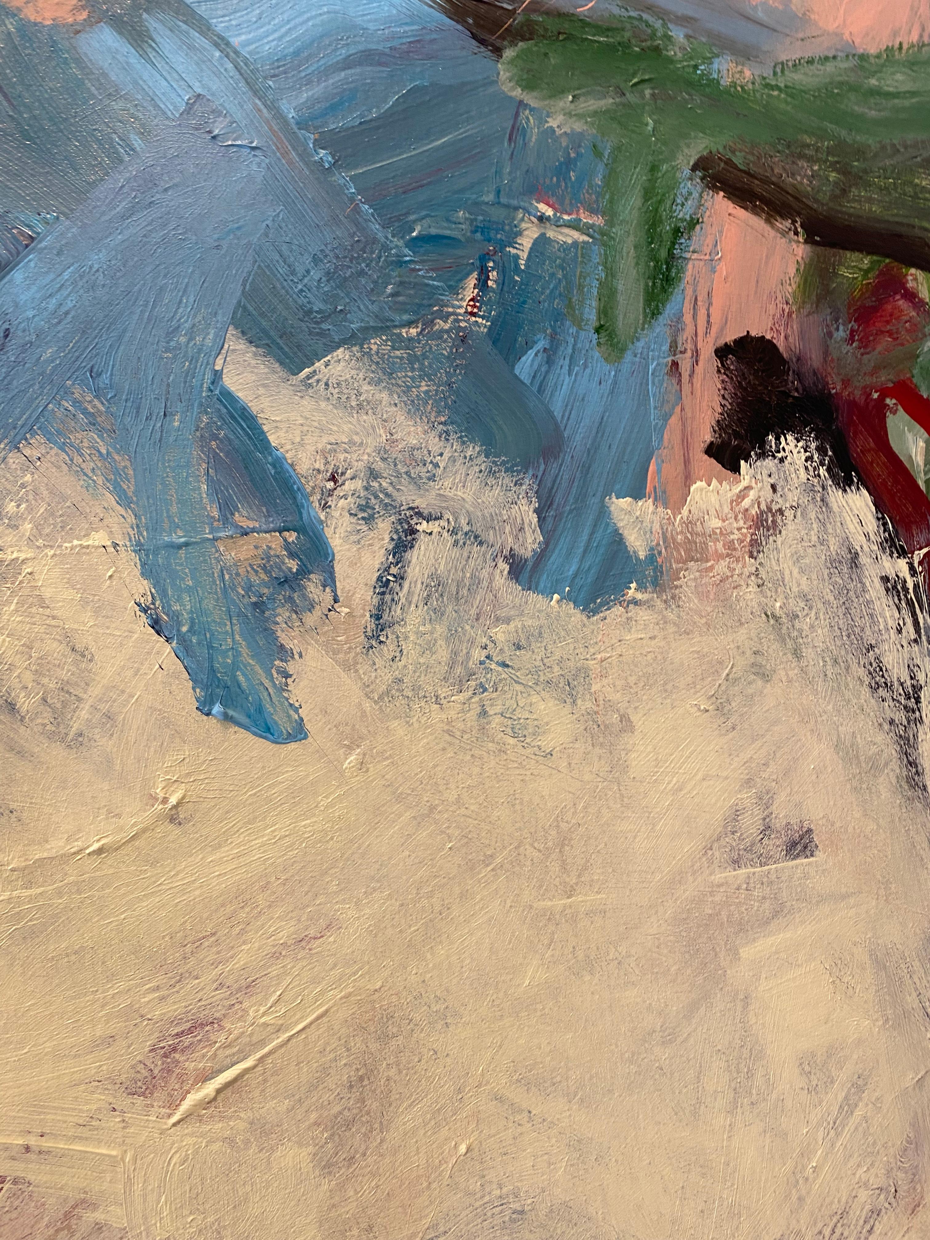 Cette peinture fait partie d'une série influencée par la recherche de la simplicité et de la beauté dans le monde chaotique d'aujourd'hui. Je commence chaque tableau par un sentiment, qu'il s'agisse d'espoir, de désespoir, de bonheur, de plaisir ou