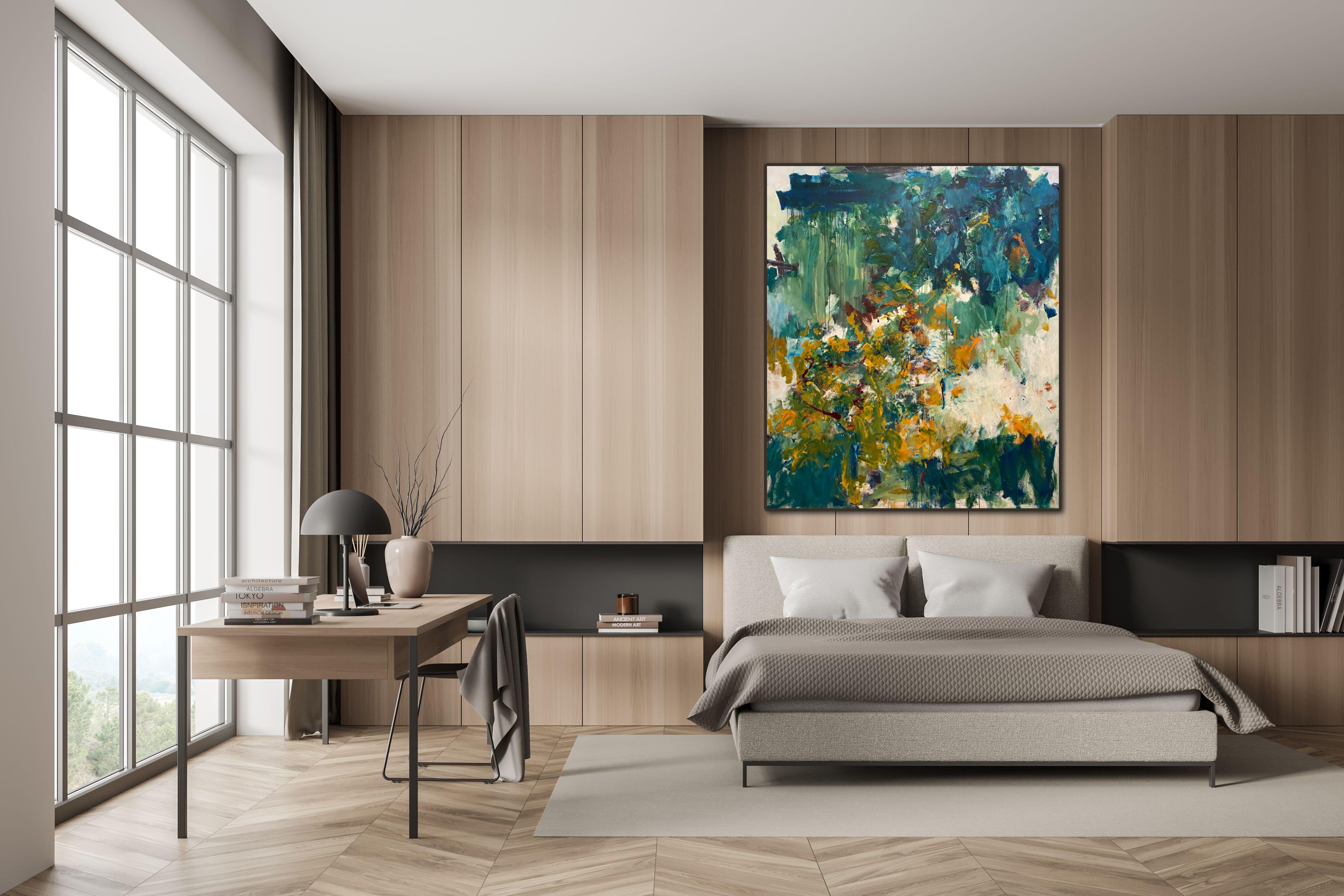 The Sound Of Time Rolling On, Blau, Natur, Joan Mitchell, Orange, Contemporary – Painting von Lloyd Tabing 
