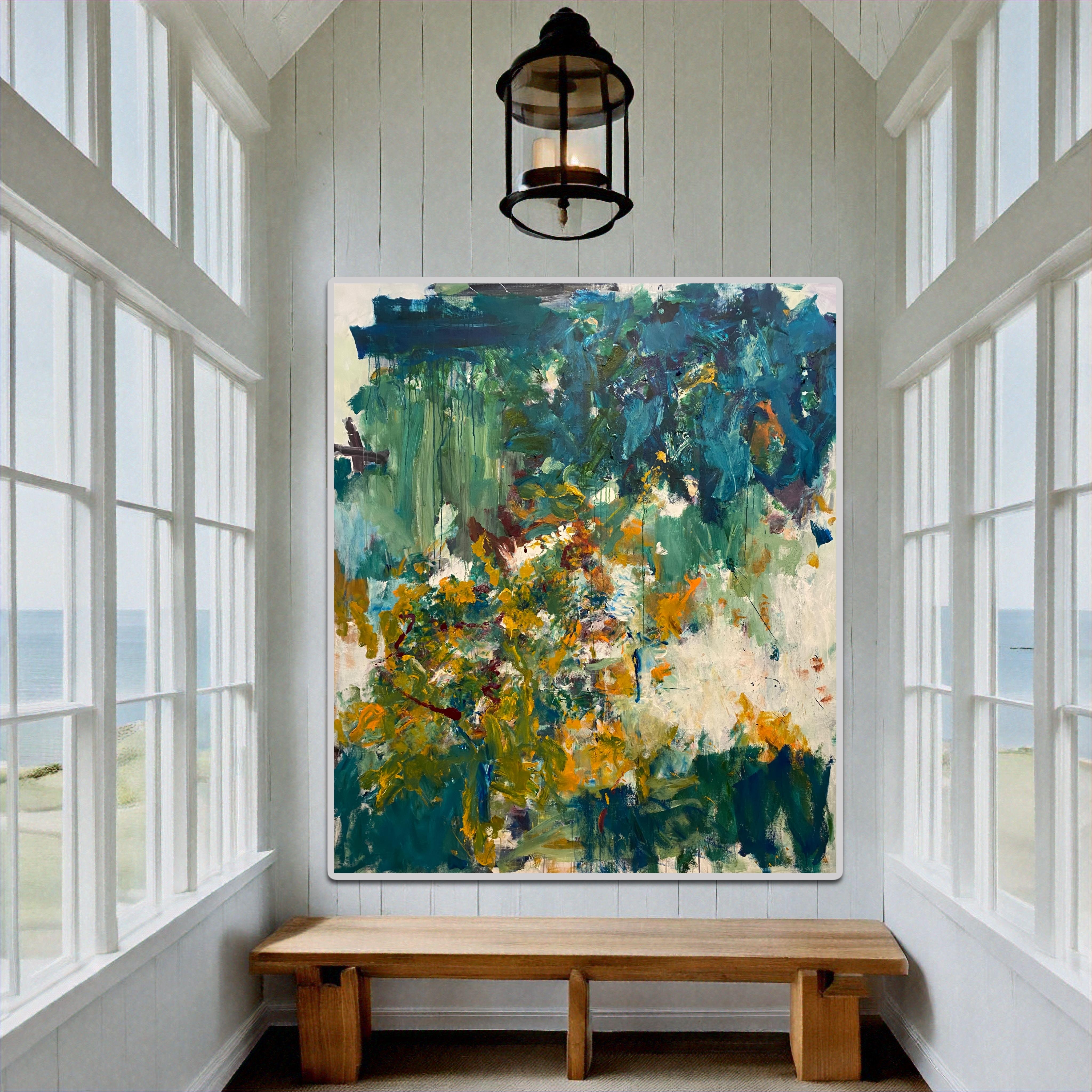 The Sound Of Time Rolling On, Blau, Natur, Joan Mitchell, Orange, Contemporary (Abstrakt), Painting, von Lloyd Tabing 