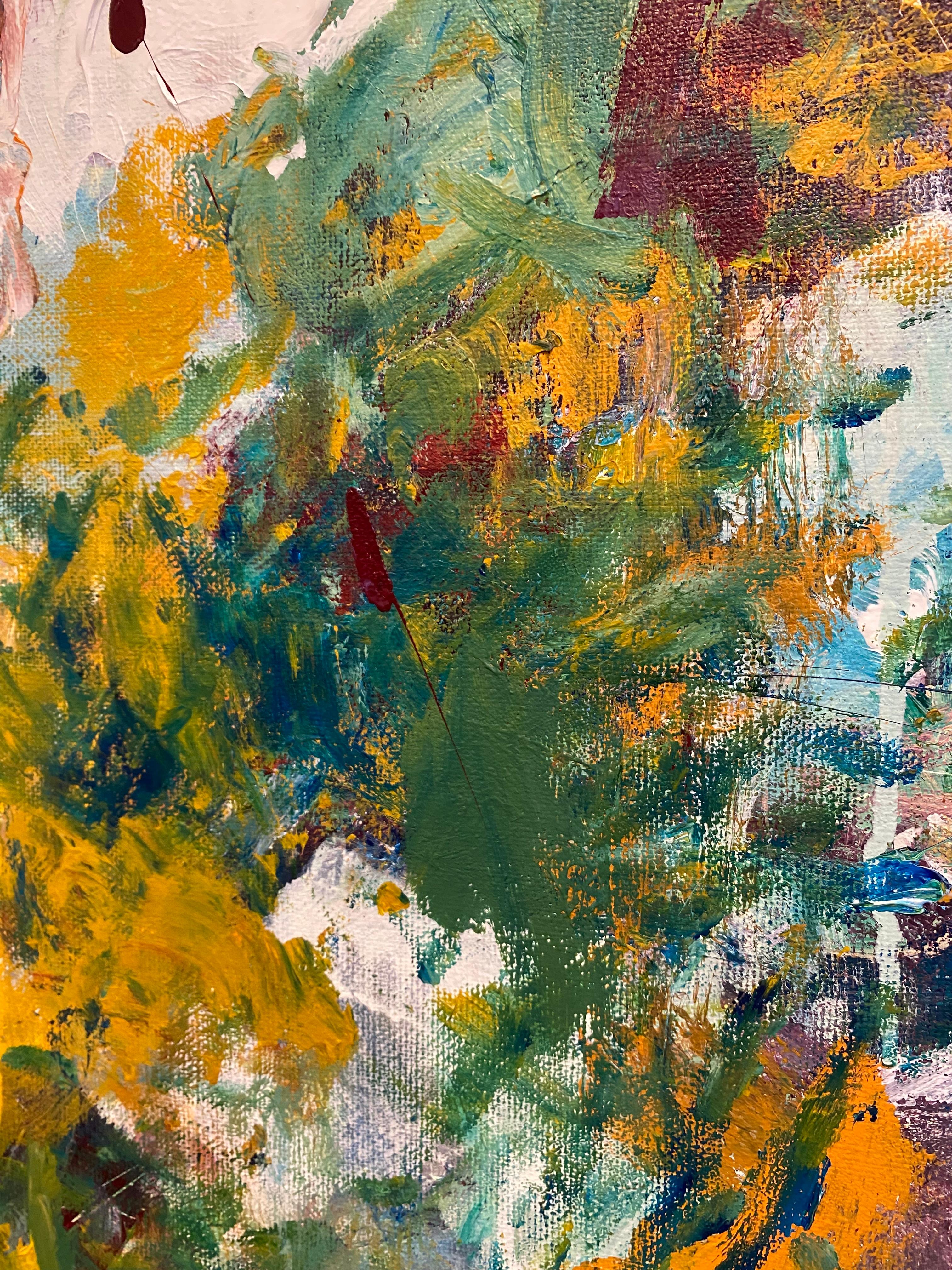 The Sound Of Time Rolling On, Blau, Natur, Joan Mitchell, Orange, Contemporary (Schwarz), Landscape Painting, von Lloyd Tabing 