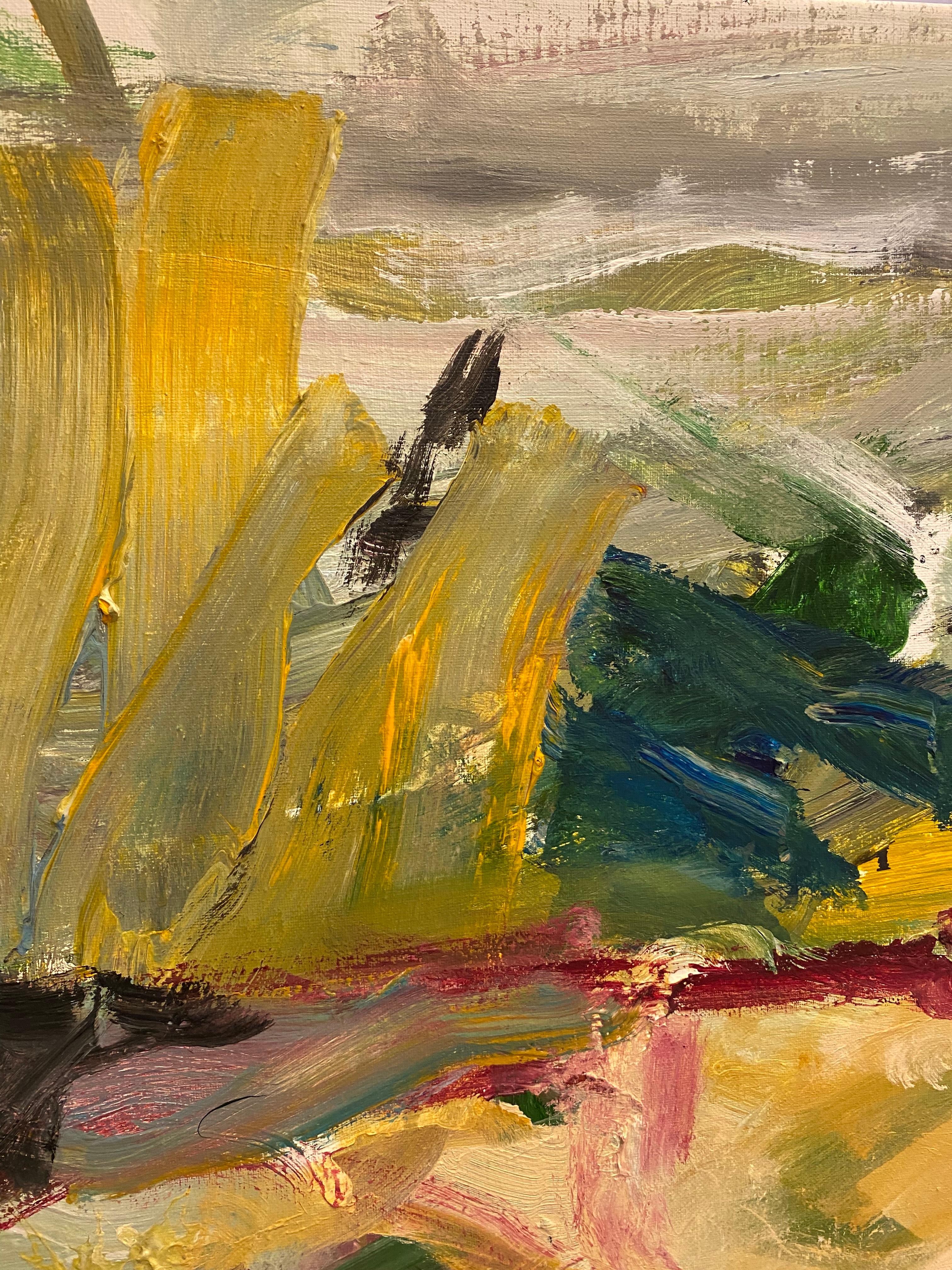 Untitled 24-0766, De Kooning, Red, blue, water, movement, Mitchell, bold, yellow - Abstract Painting by Lloyd Tabing 