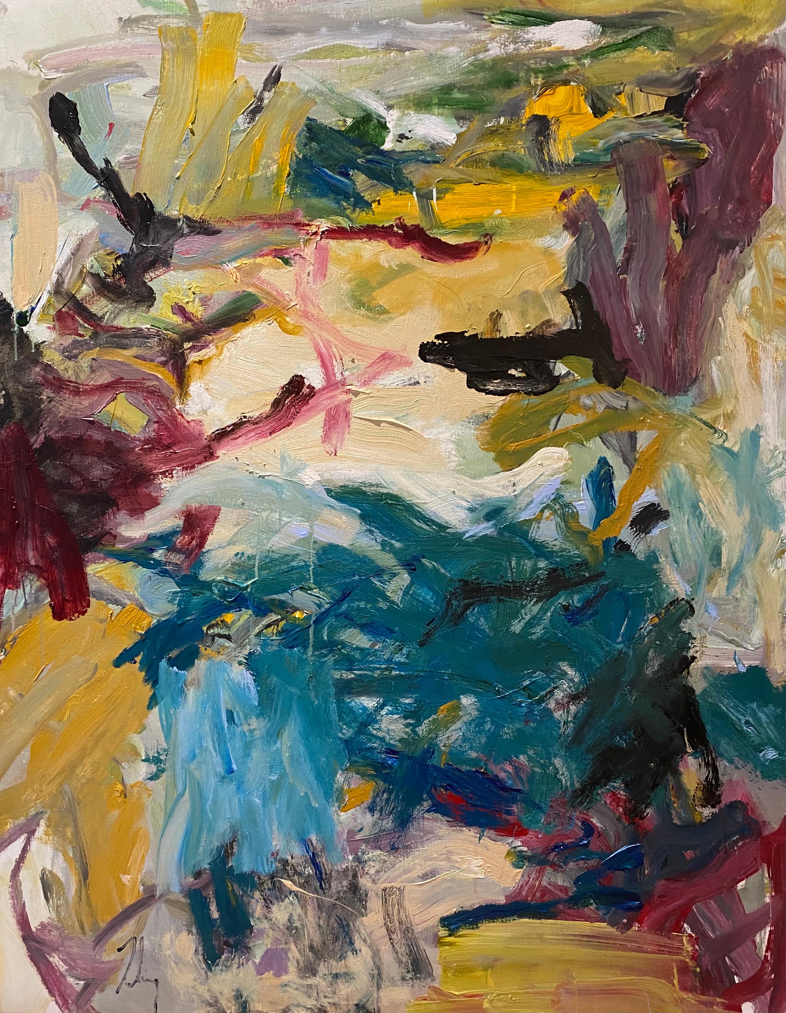 Ohne Titel 24-0766, De Kooning, Rot, Blau, Wasser, Bewegung, Mitchell, Fett, Gelb