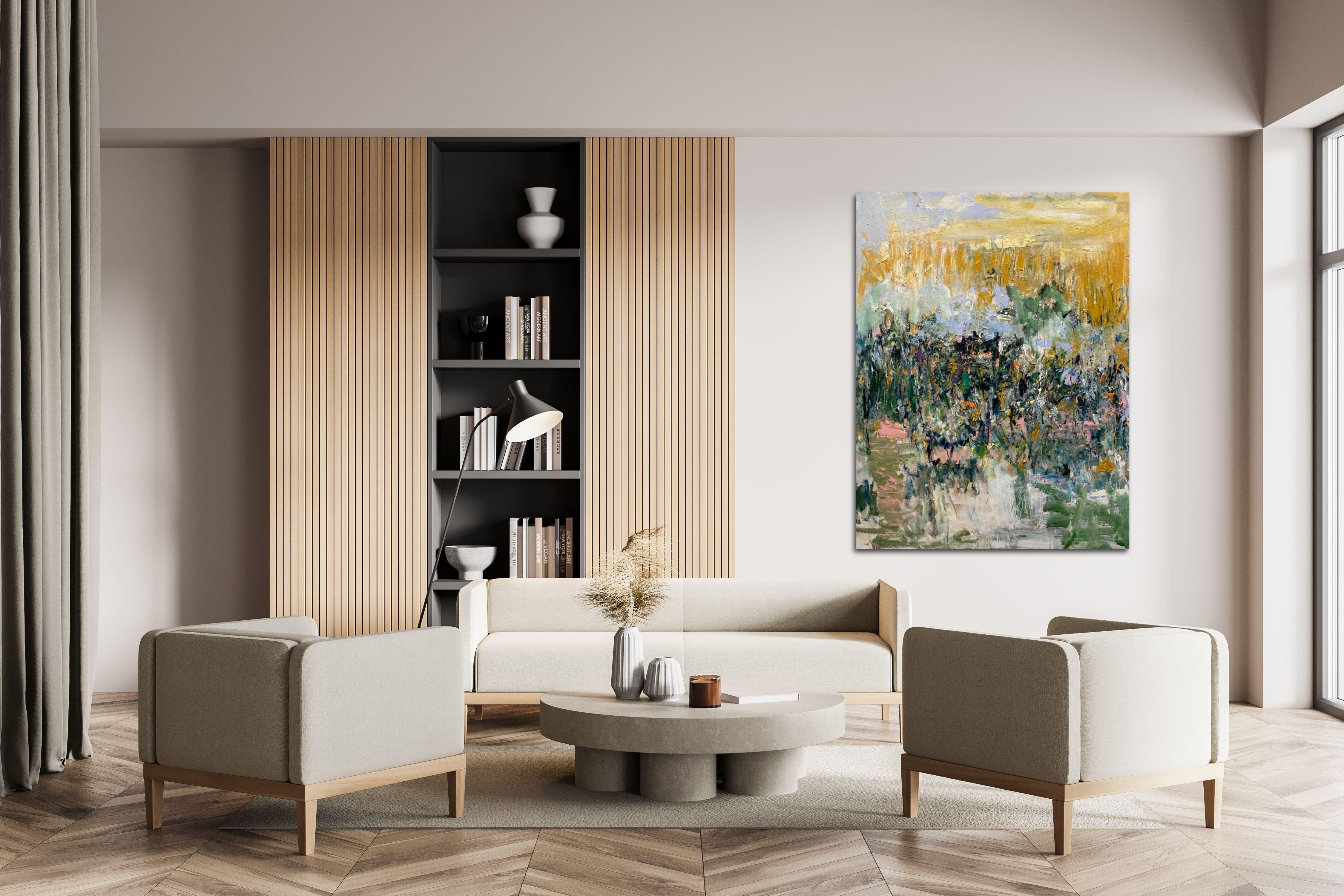 A Time Passed, bleu, rose, jaune, Joan Mitchell, fleurs, nature, paysage - Painting de Lloyd Tabing