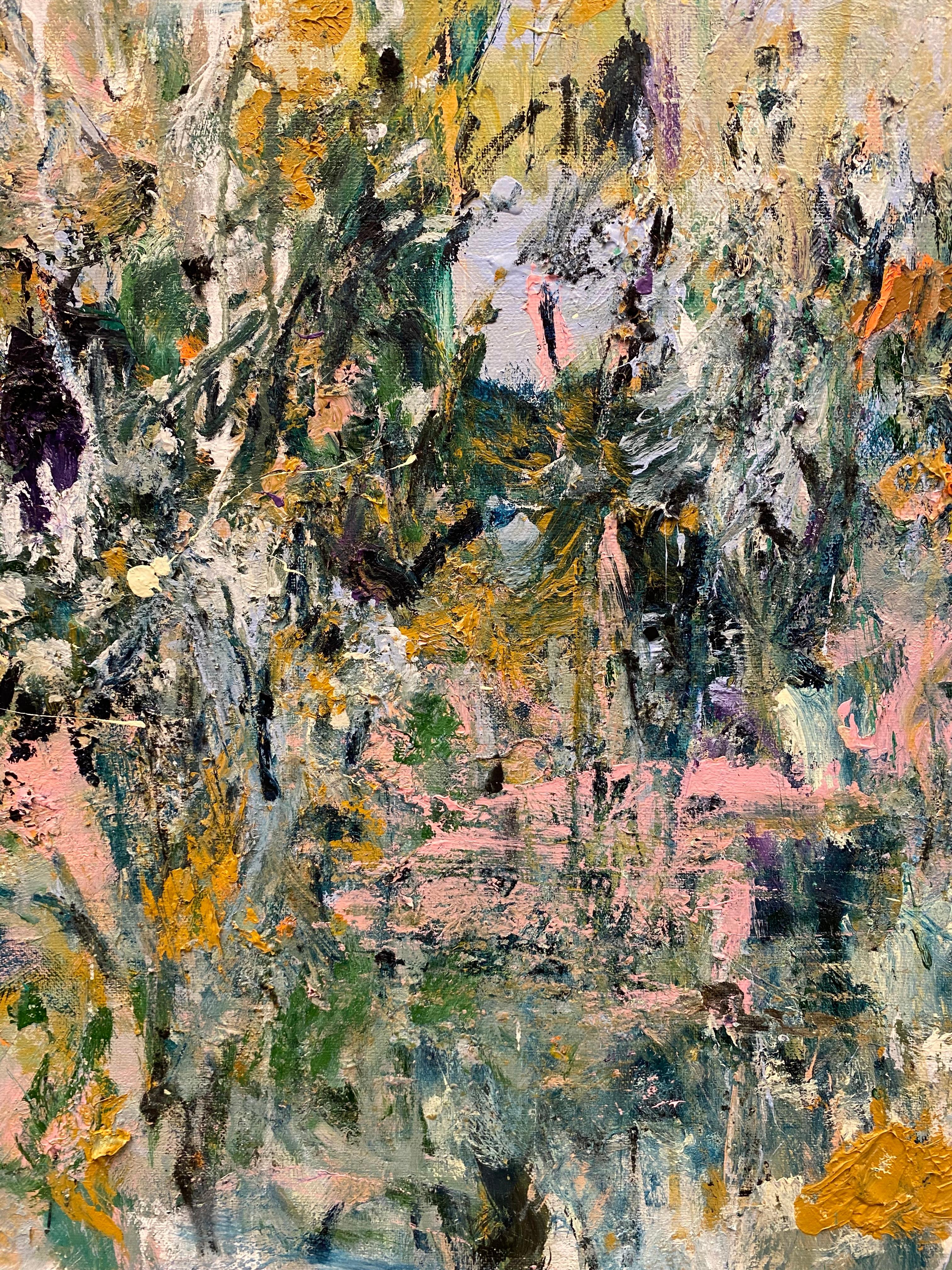 A Time Passed, bleu, rose, jaune, Joan Mitchell, fleurs, nature, paysage - Expressionnisme abstrait Painting par Lloyd Tabing