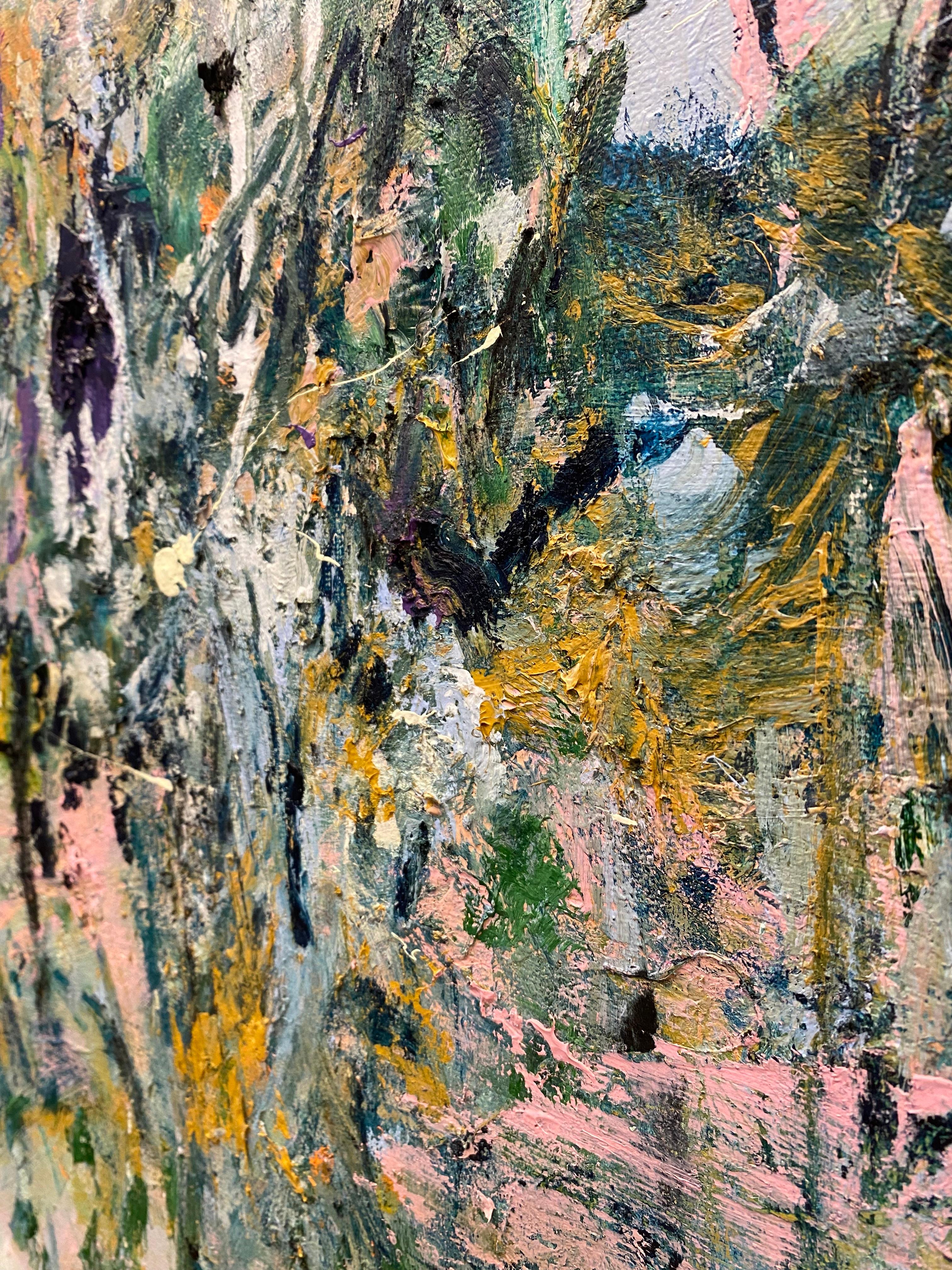 A Time Passed, bleu, rose, jaune, Joan Mitchell, fleurs, nature, paysage en vente 2