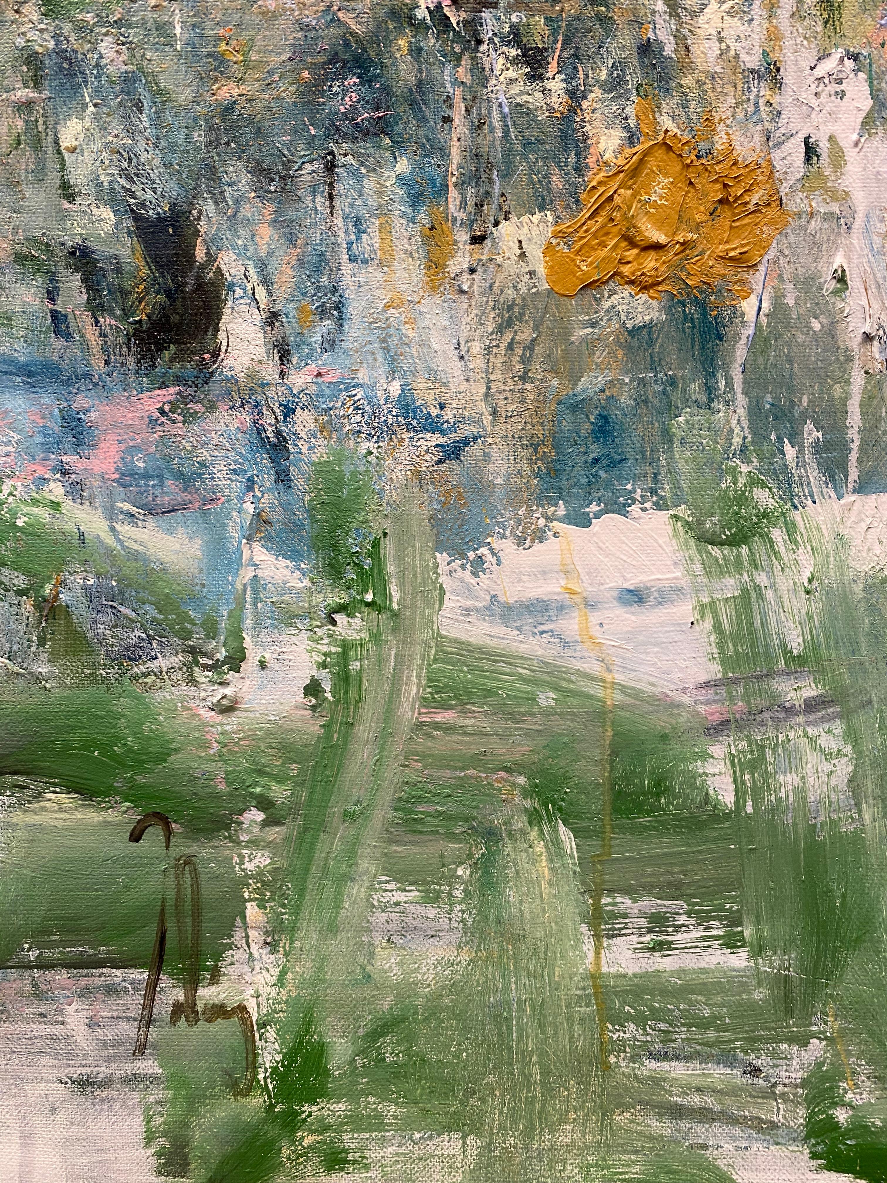 A Time Passed, bleu, rose, jaune, Joan Mitchell, fleurs, nature, paysage en vente 4