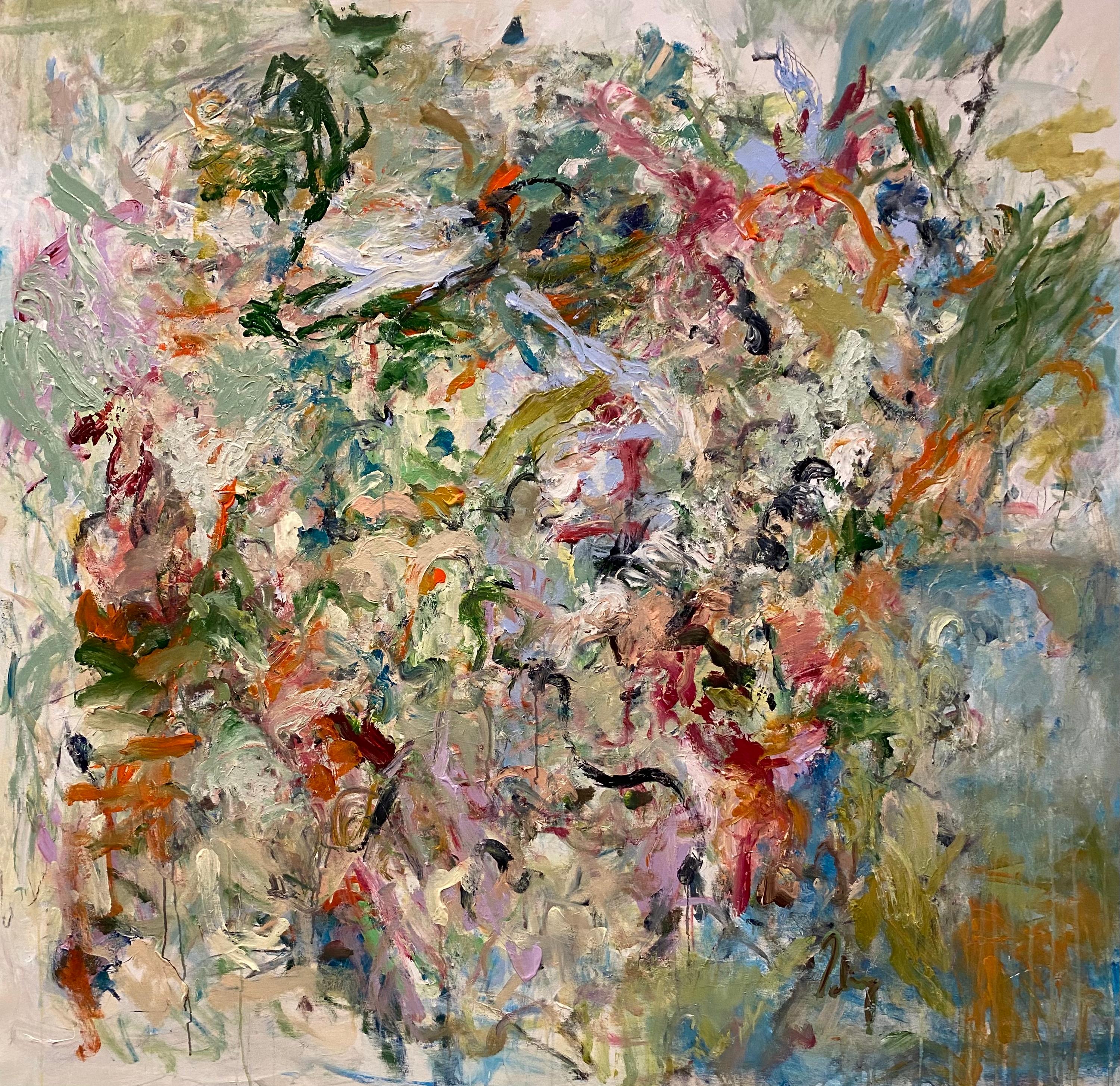 Lloyd Tabing Abstract Painting - Accept Yourself Completely, Joan Mitchell, DeKooning, flowers, expressionism