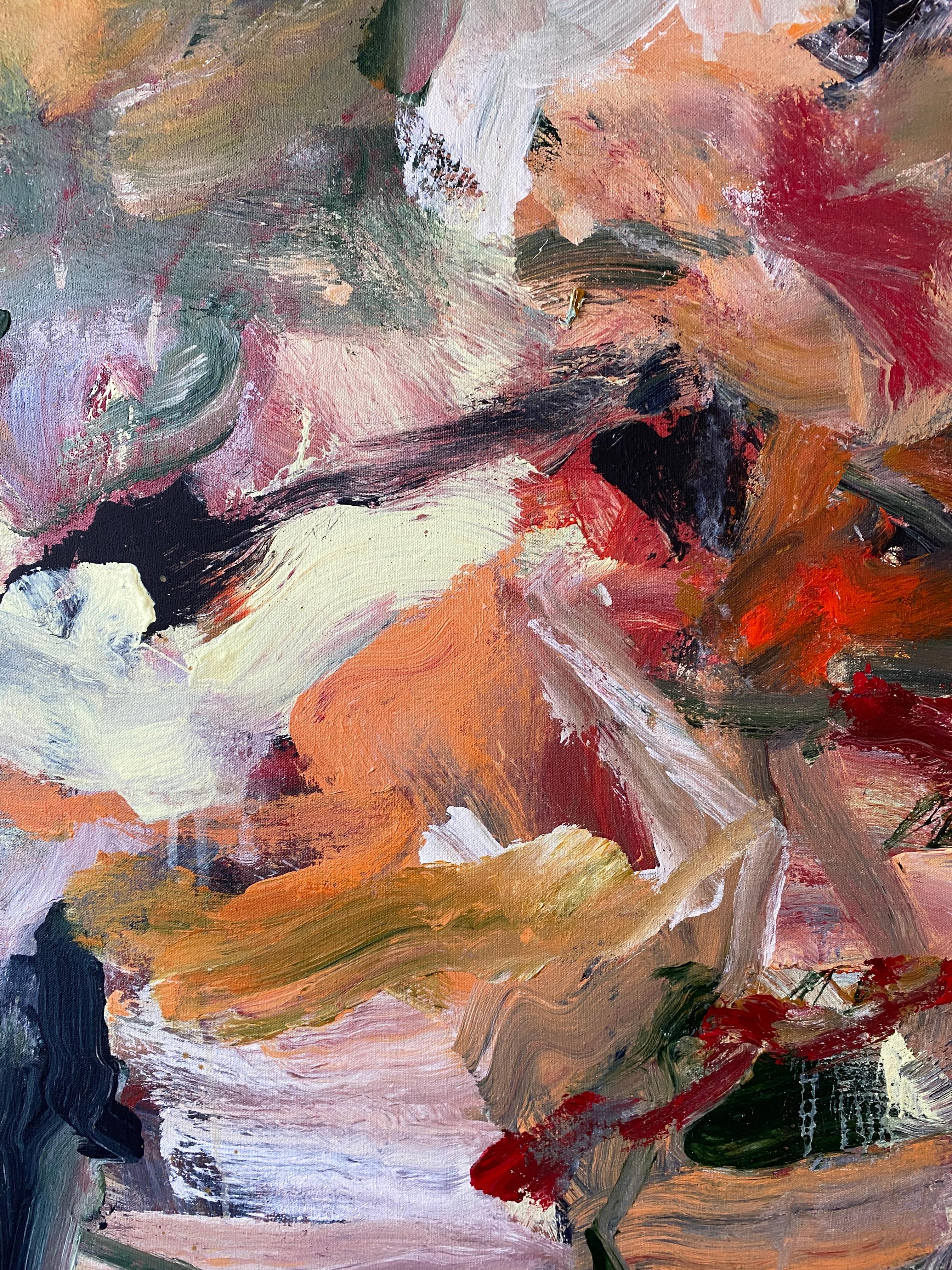 All Roads Are Winding, Nature, arancione, beige, blu navy, Joan Mitchell, rosso - Painting di Lloyd Tabing