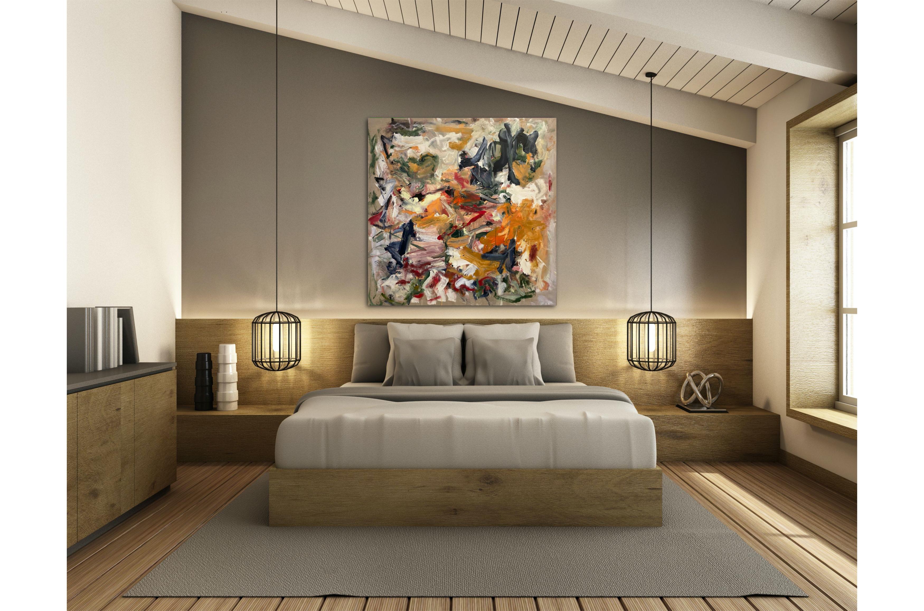 All Roads Are Winding, Nature, arancione, beige, blu navy, Joan Mitchell, rosso in vendita 1