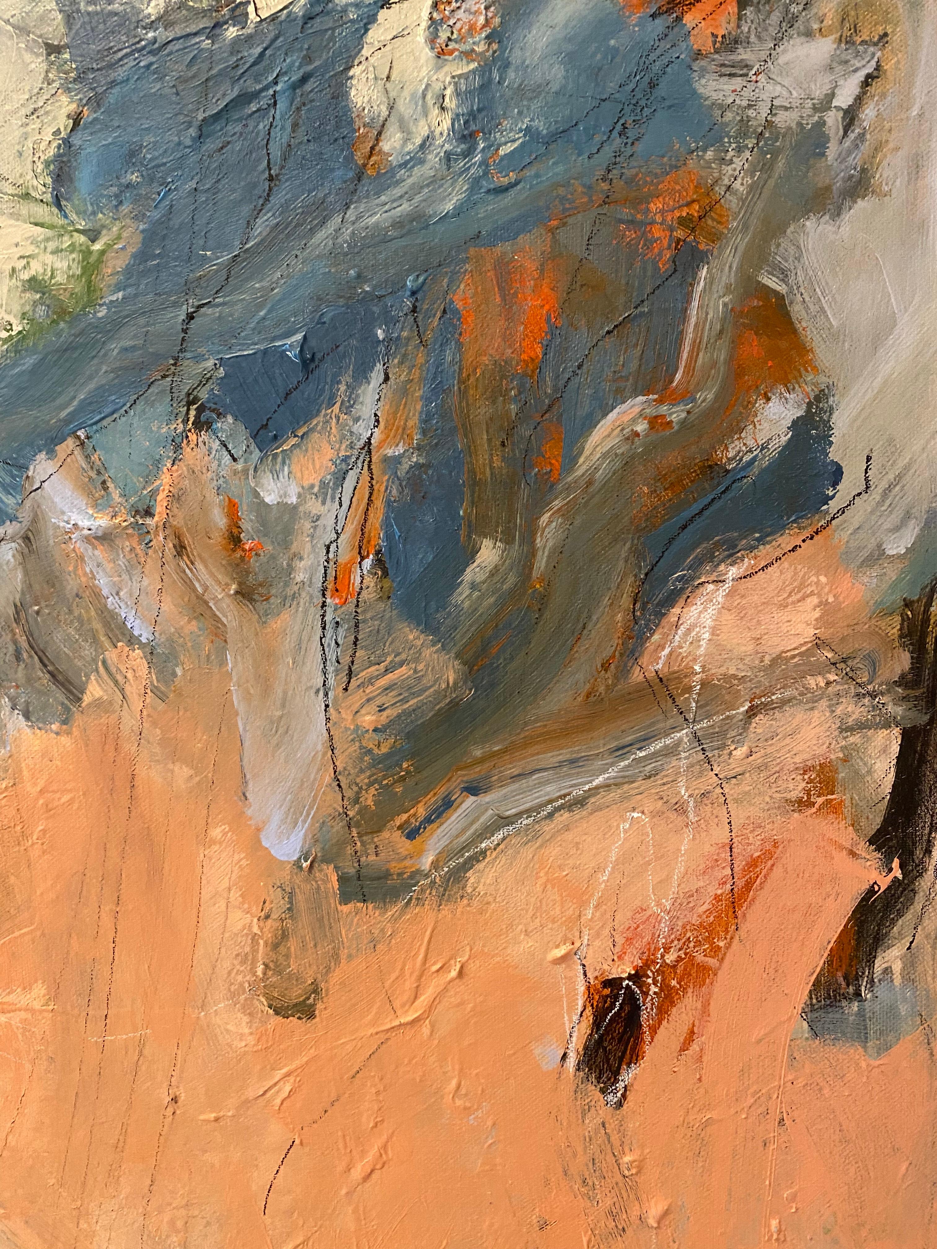 Eye Of The Beholder, pink, blue, Joan Mitchell, nature, ocher, tree For Sale 1
