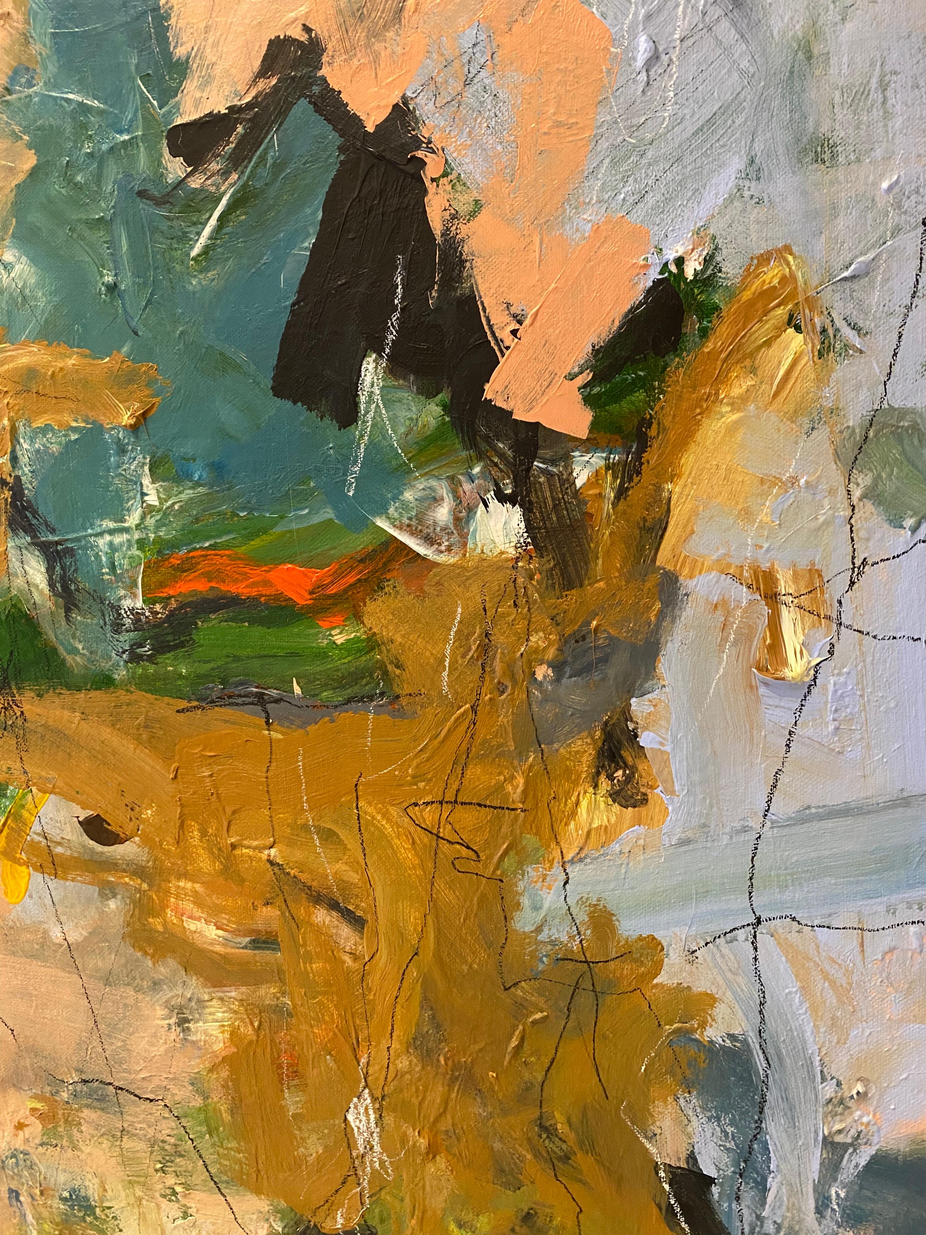 Eye Of The Beholder, pink, blue, Joan Mitchell, nature, ocher, tree For Sale 2