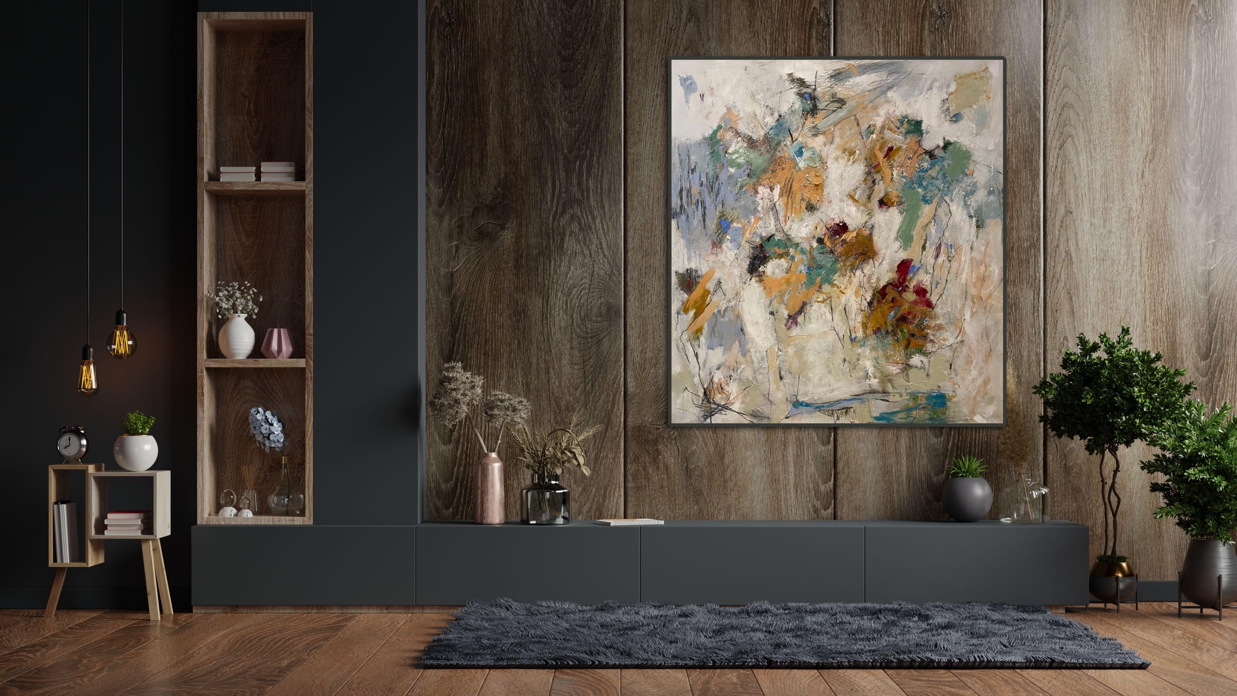 Glancing Up After The Rain, mixed media, nature, Twombly, contemporary, minimal - Painting by Lloyd Tabing