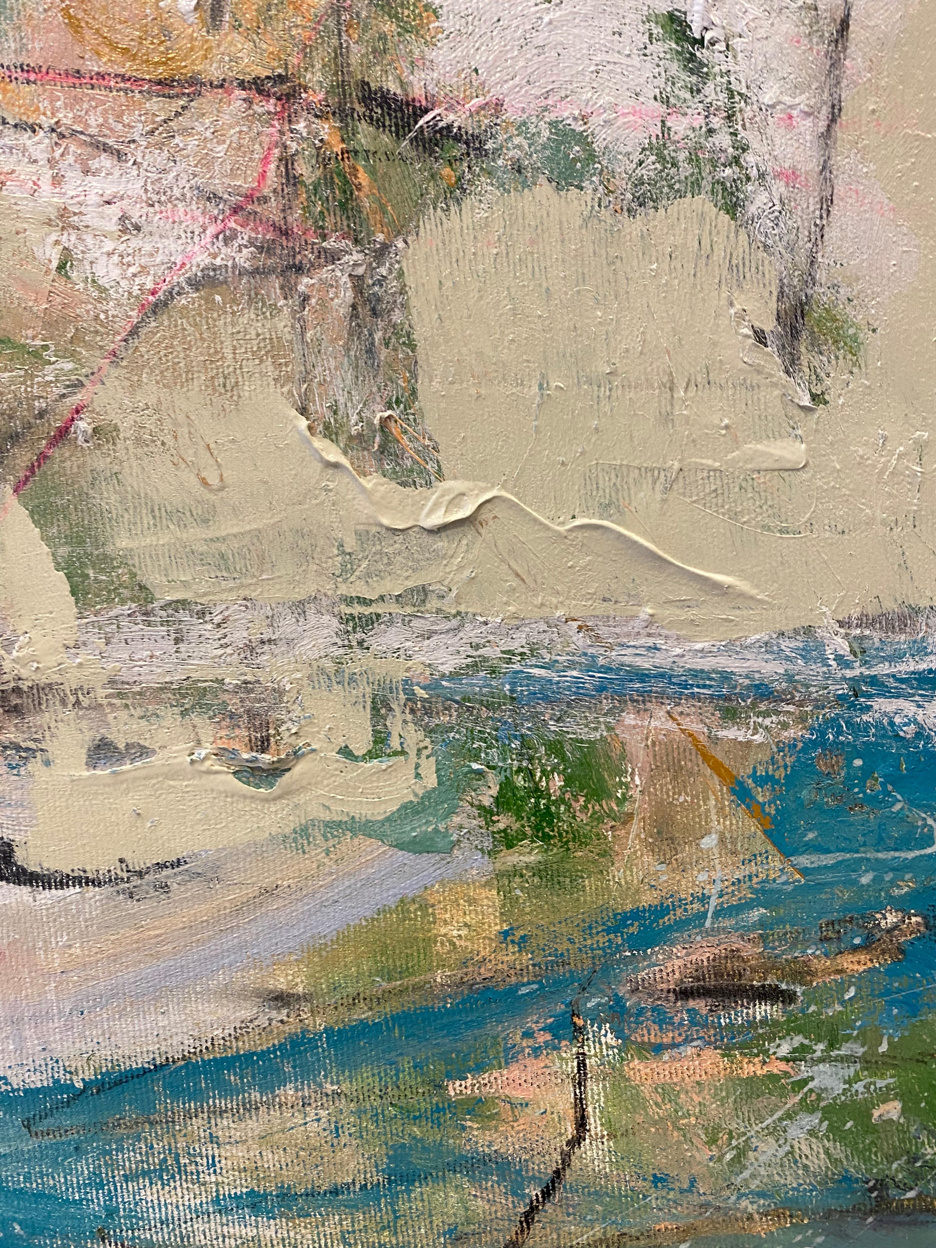 Glancing Up After The Rain, mixed media, nature, Twombly, contemporary, minimal - Abstract Painting by Lloyd Tabing