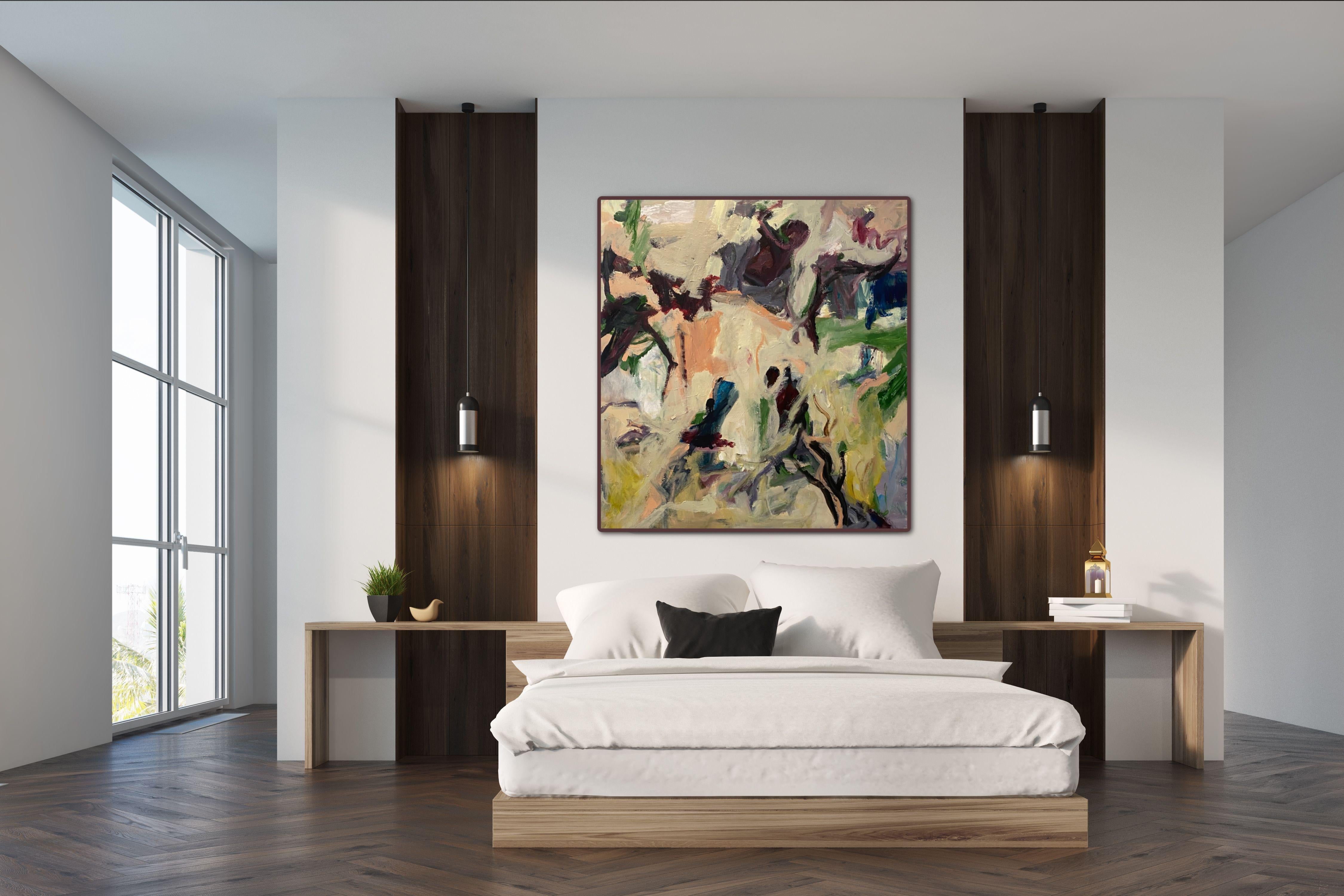 Pigre giornate estive natura natura astratta  rosa  beige - Painting di Lloyd Tabing