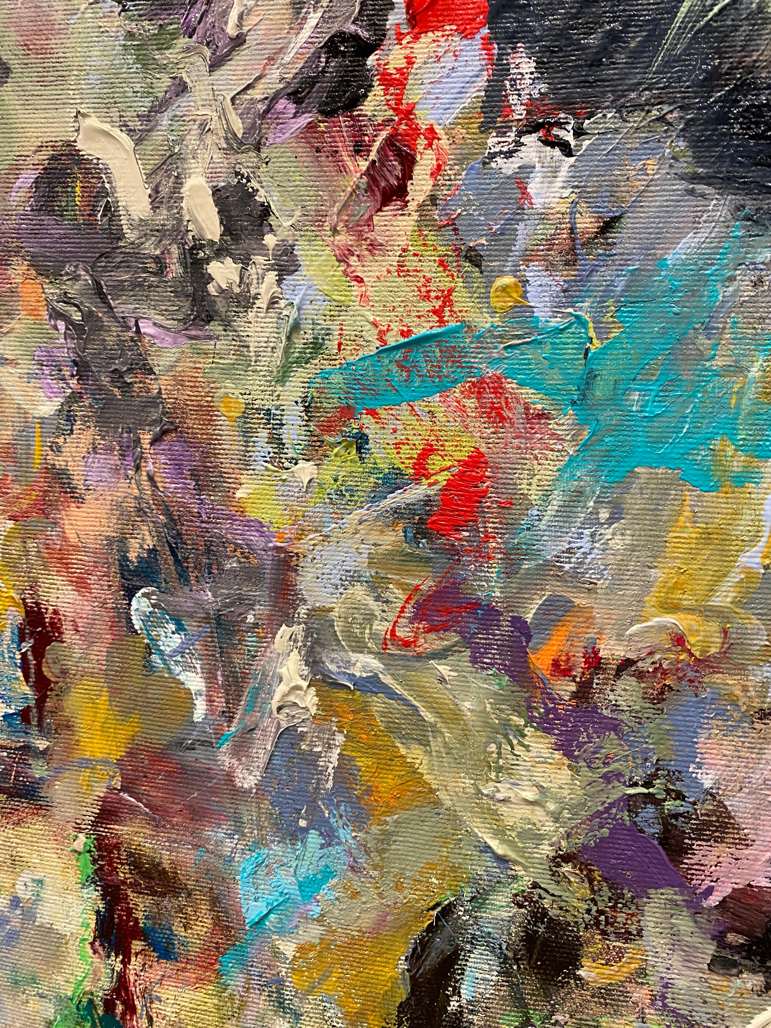 La vida no tiene reglas, púrpura, Joan Mitchell, contemporáneo, abstracto, expresionismo - Landscape Painting Marrón de Lloyd Tabing