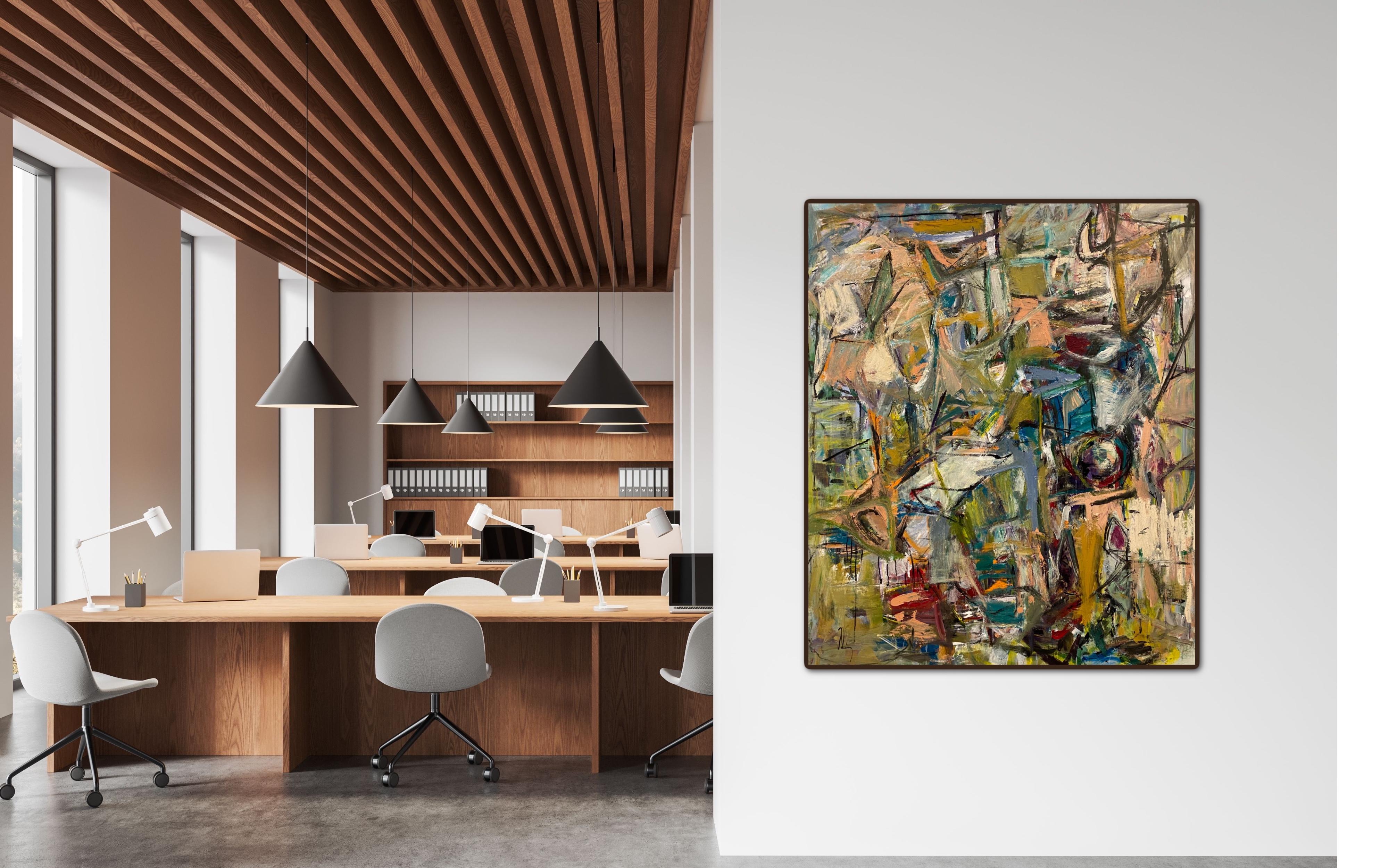 Life Is Not Fiction, cubism, contemporary, de Kooning, large painting - Abstract Painting by Lloyd Tabing