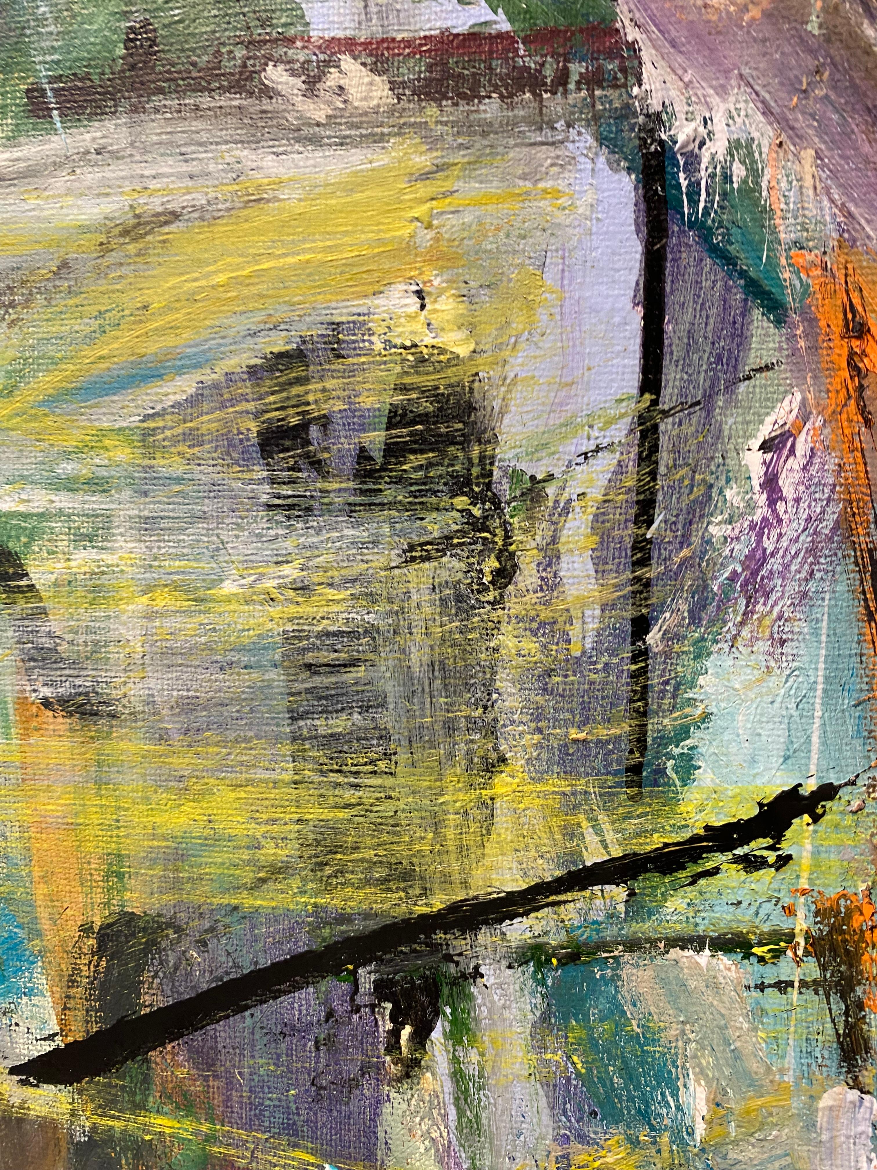 Life Is Not Fiction, cubism, contemporary, de Kooning, large painting - Brown Abstract Painting by Lloyd Tabing