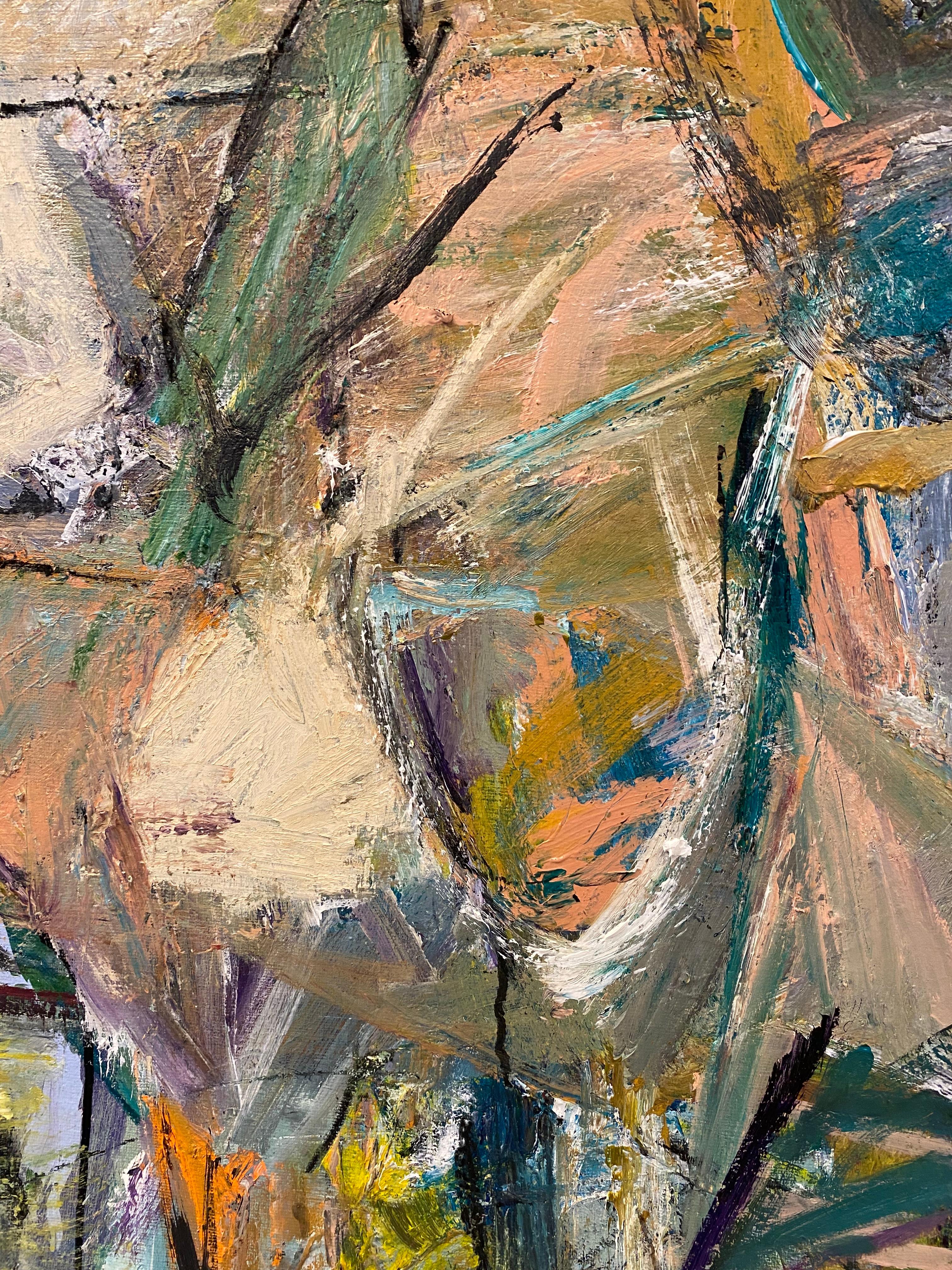 This painting is part of a new series that embodies my ongoing artistic journey. I begin each piece with an initial idea or thought. However, as the painting evolves, I find myself reacting spontaneously to the unfolding dynamics on the canvas. This