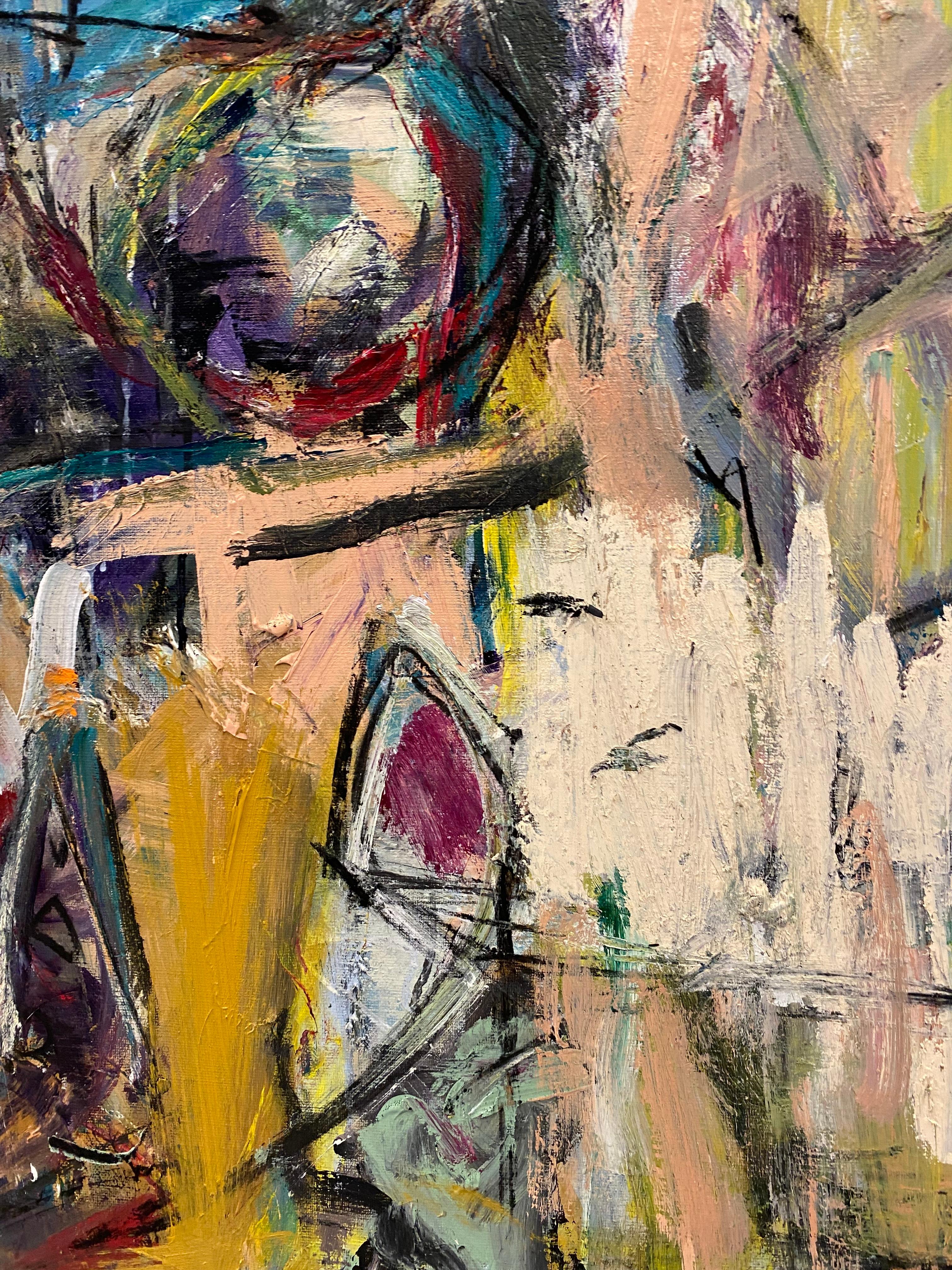 Life Is Not Fiction, cubism, contemporary, de Kooning, large painting For Sale 3