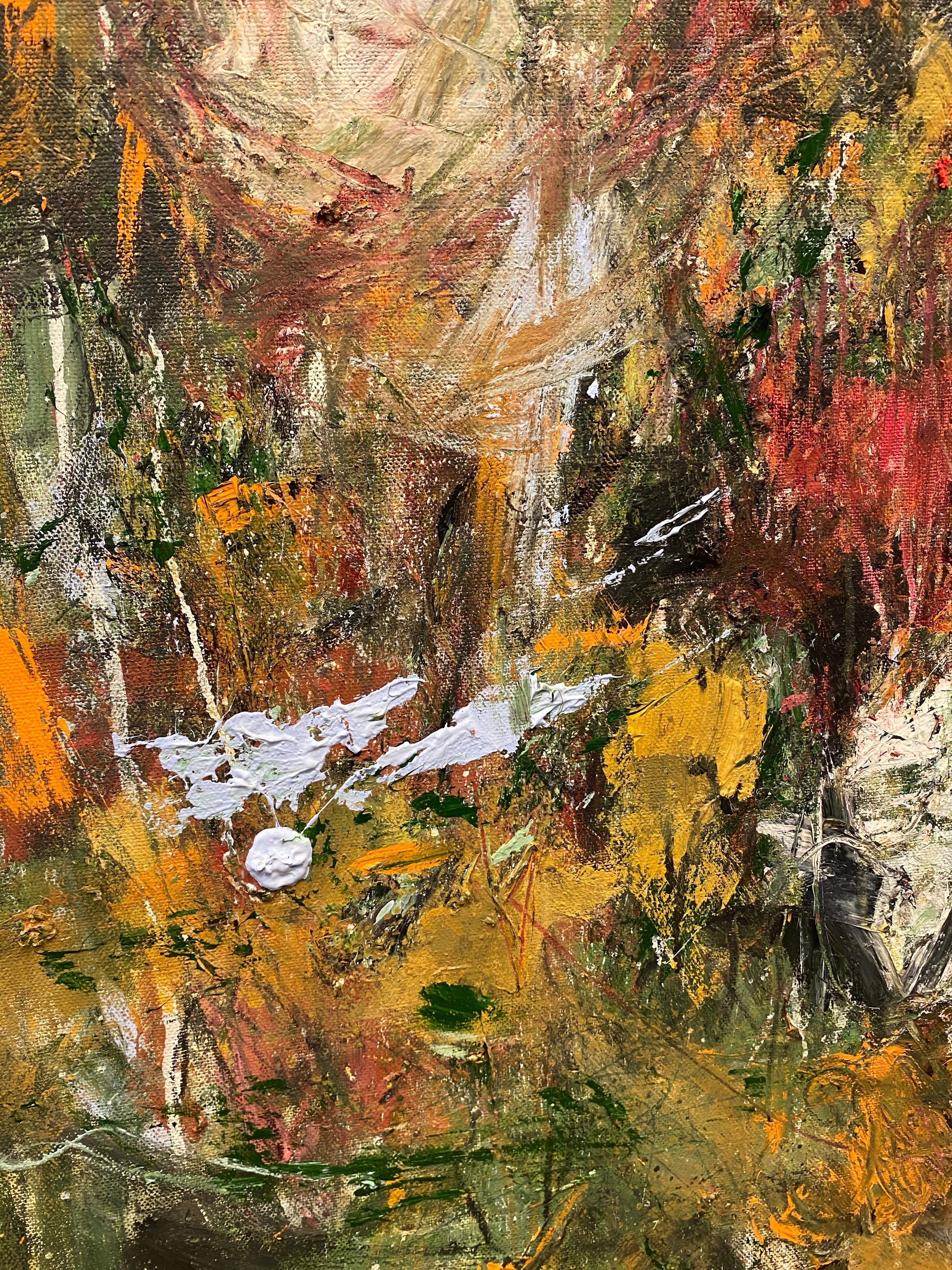 Love Like A Forest Fire, orange, flowers, orange, red, green, joan mitchell in vendita 1