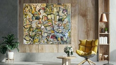 Realigned, large abstract acrylic and oil painting, contemporary art